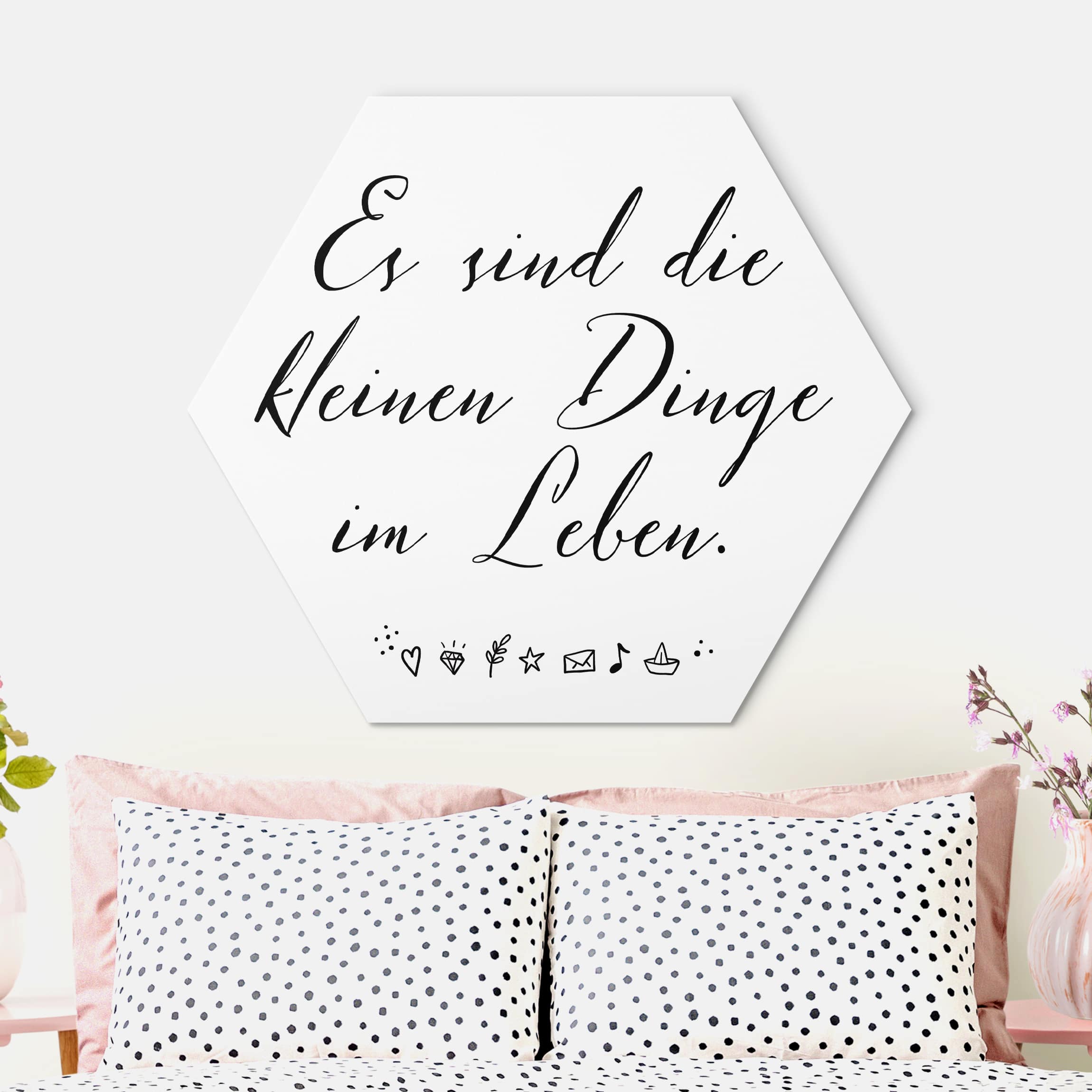 Hexagon-Alu-Dibond Bild Es sind die kleinen Dinge im Leben