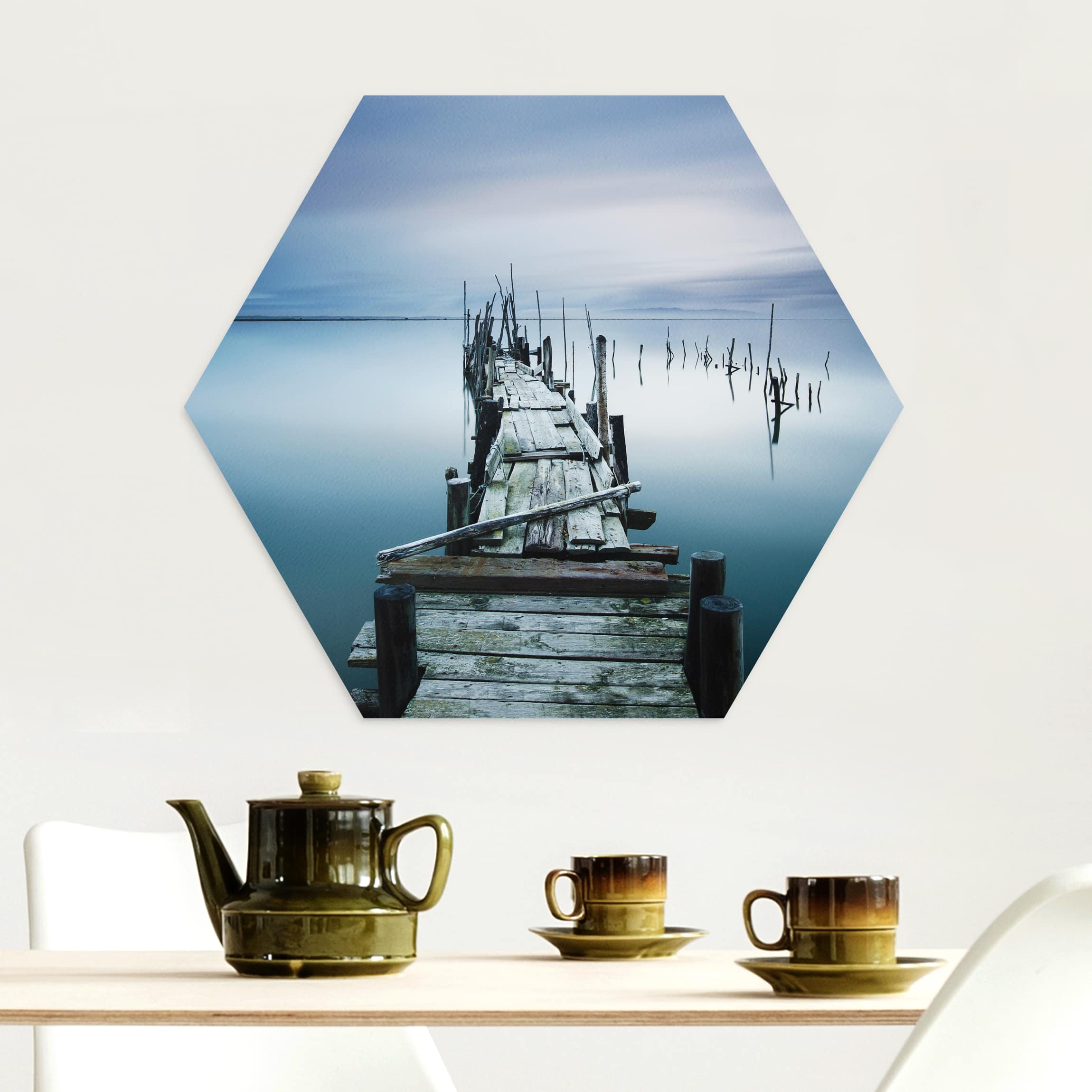 Hexagon-Alu-Dibond Bild Zeitloser Steg