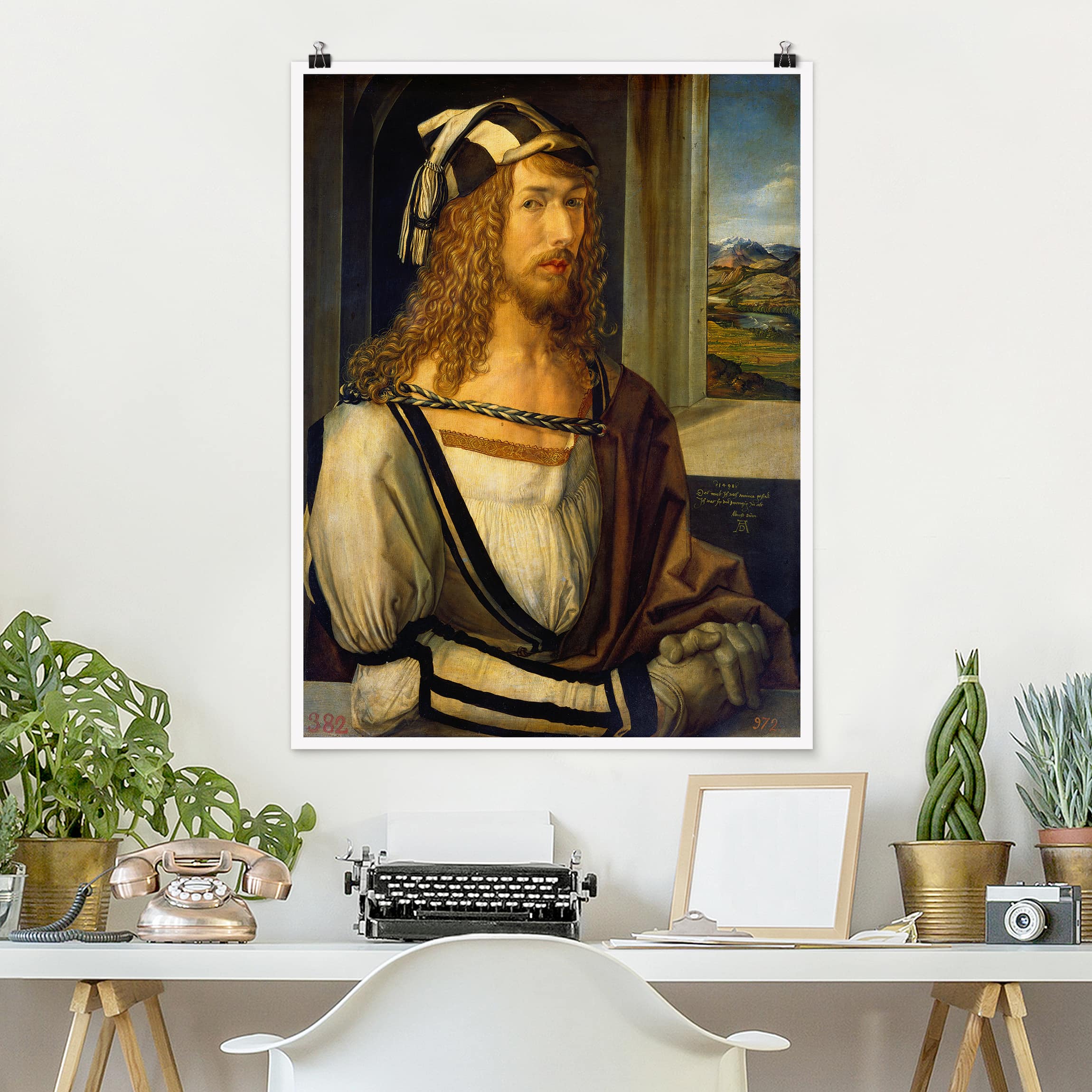 Poster - Hochformat Albrecht Dürer - Selbstbildnis mit Landschaft