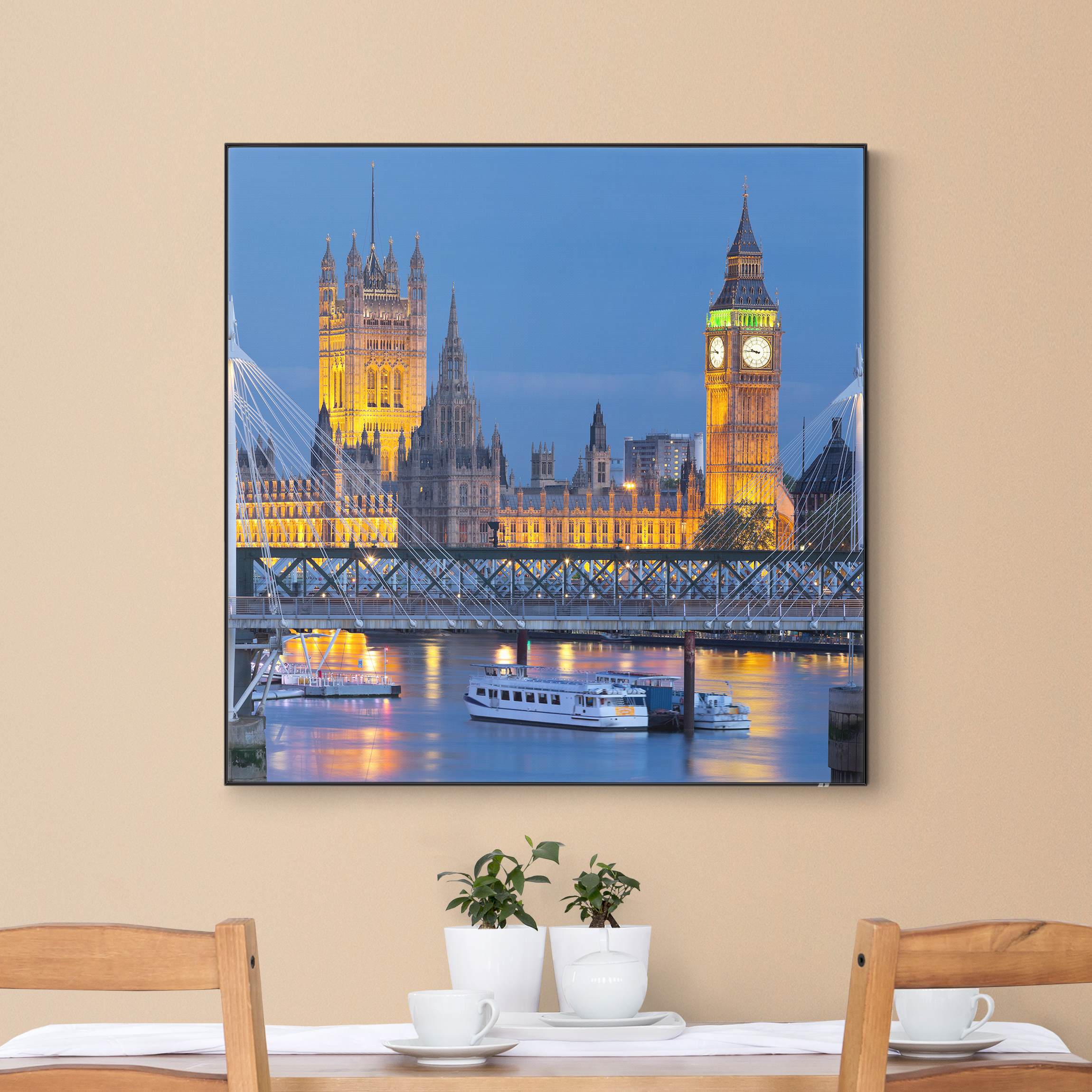 Wechselbild Big Ben und Westminster Palace in London bei Nacht