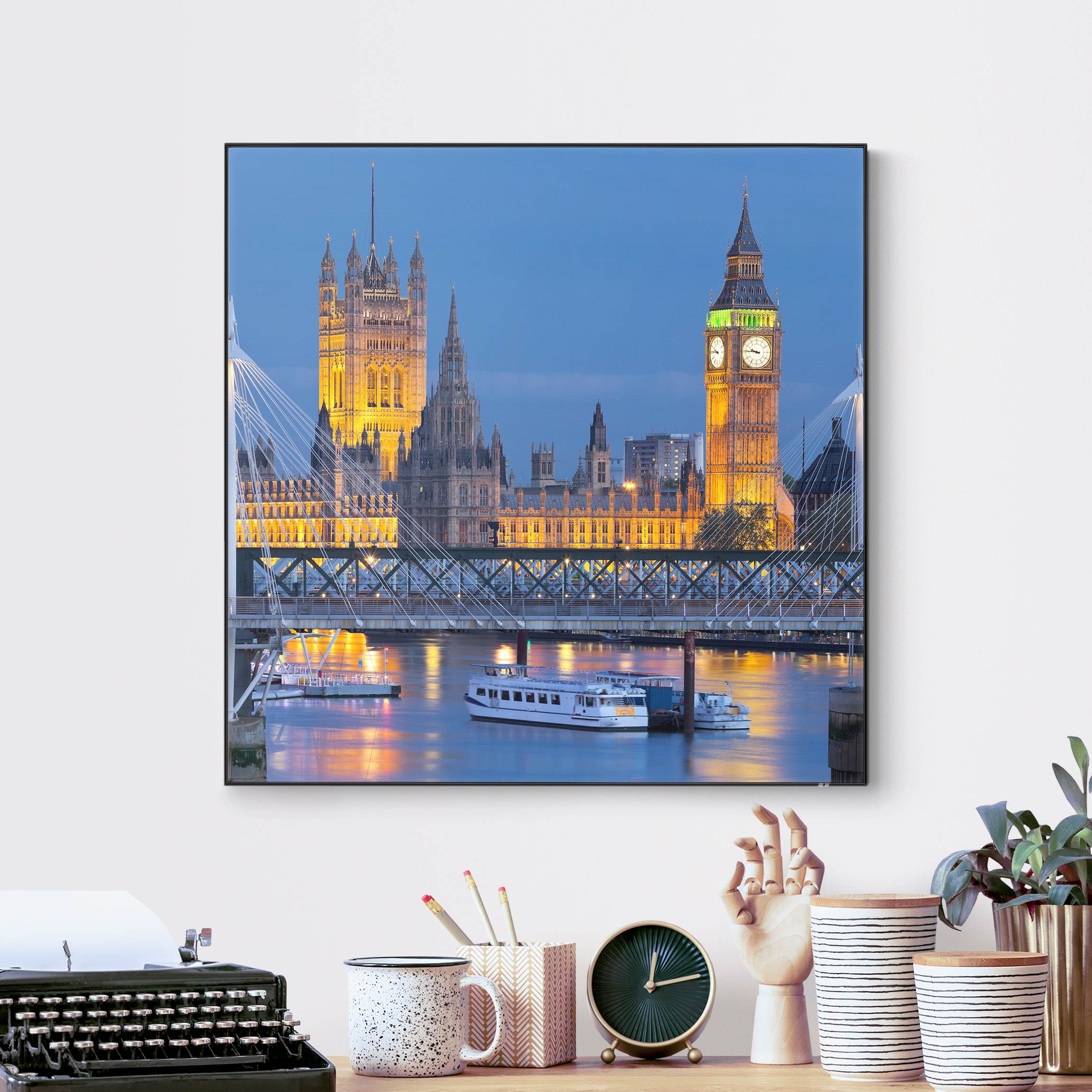 Wechselbild Big Ben und Westminster Palace in London bei Nacht