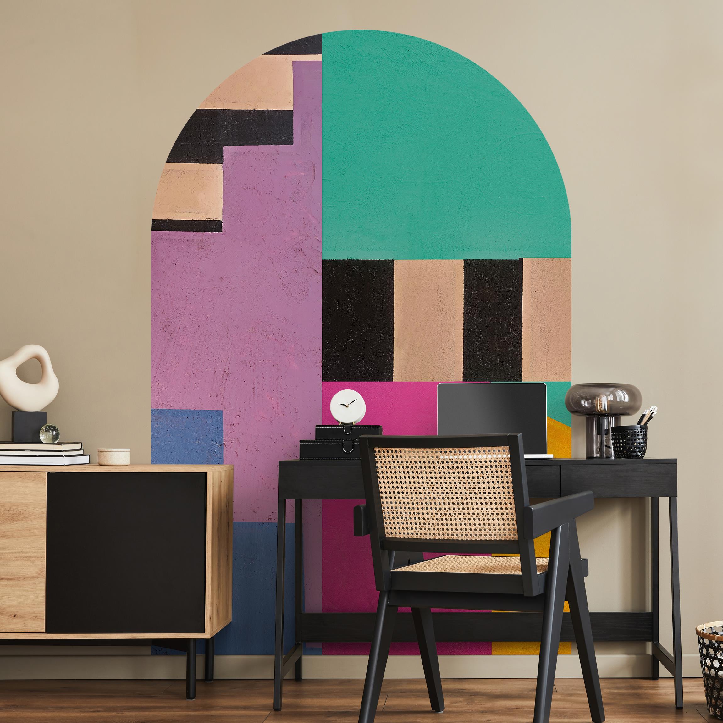 Rundbogen Tapete Big Bold Color Block Concrete