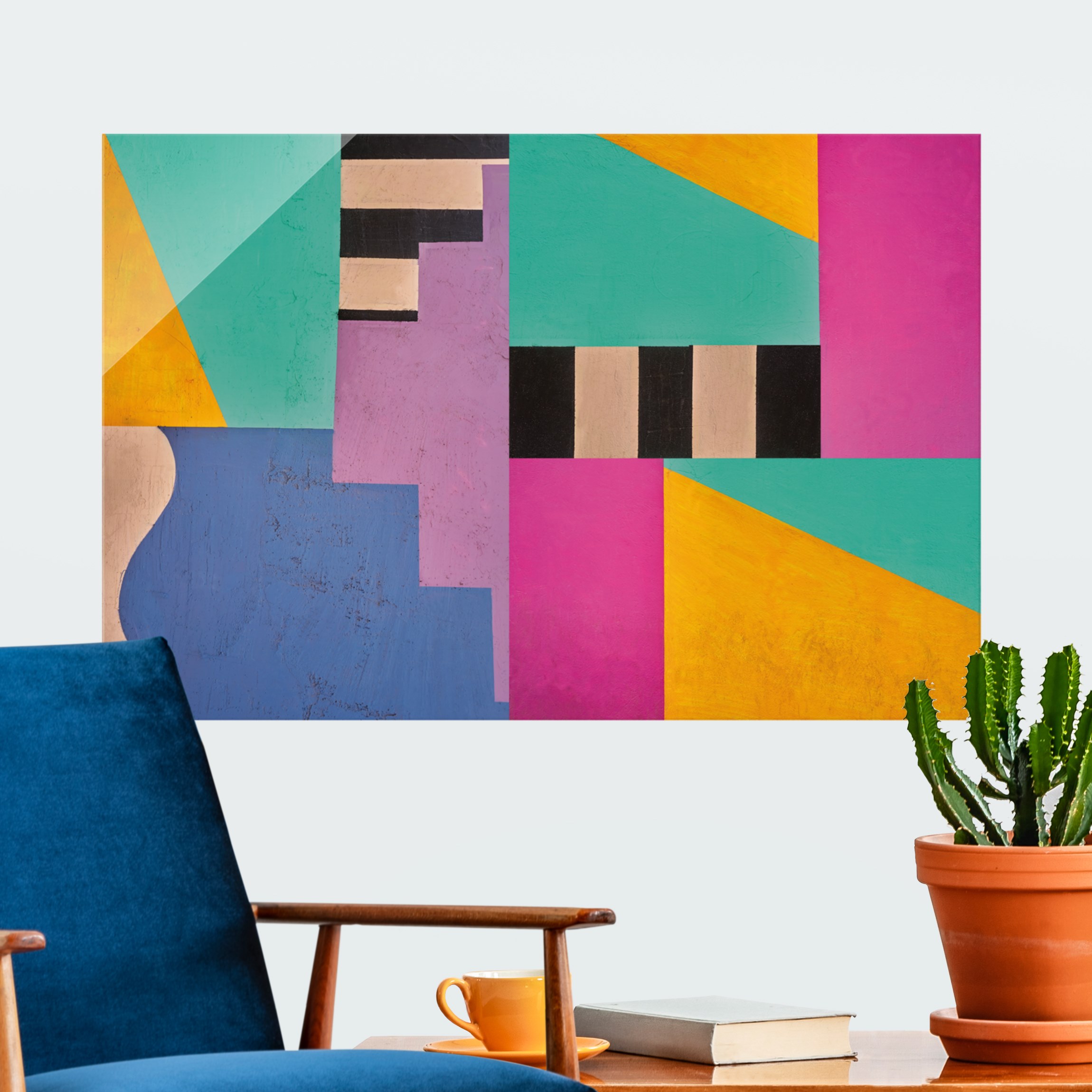 Glasbild Big Bold Color Block Concrete