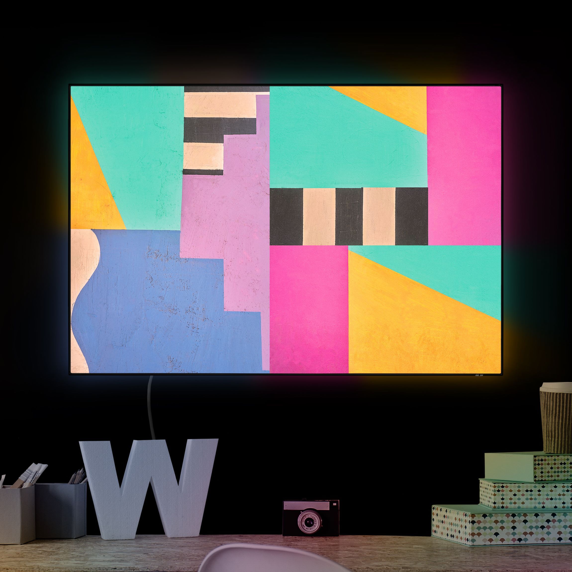 LED-Wechselbild Big Bold Color Block Concrete