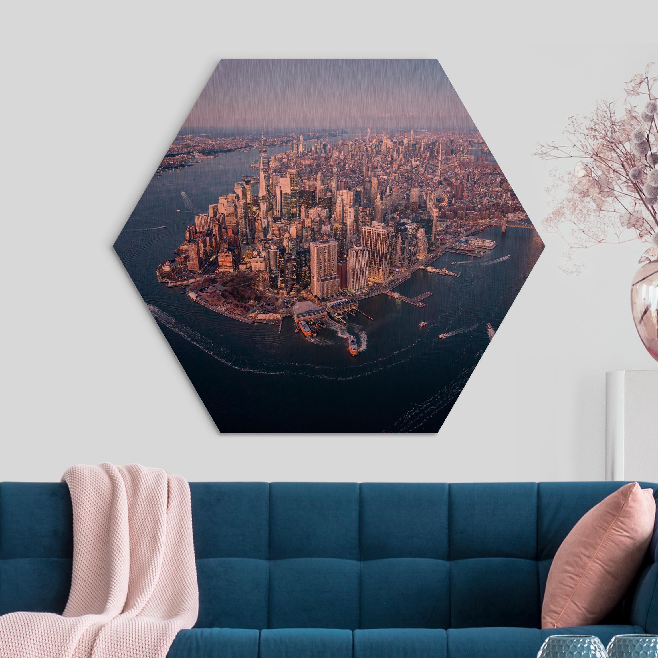 Hexagon-Alu-Dibond Bild Big City Life