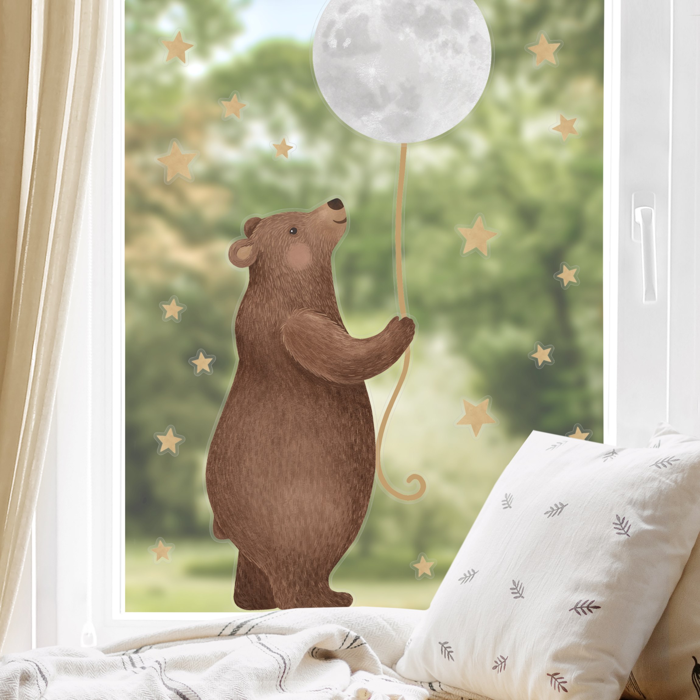 Fensteraufkleber Bis zum Mond - Sternen Bär