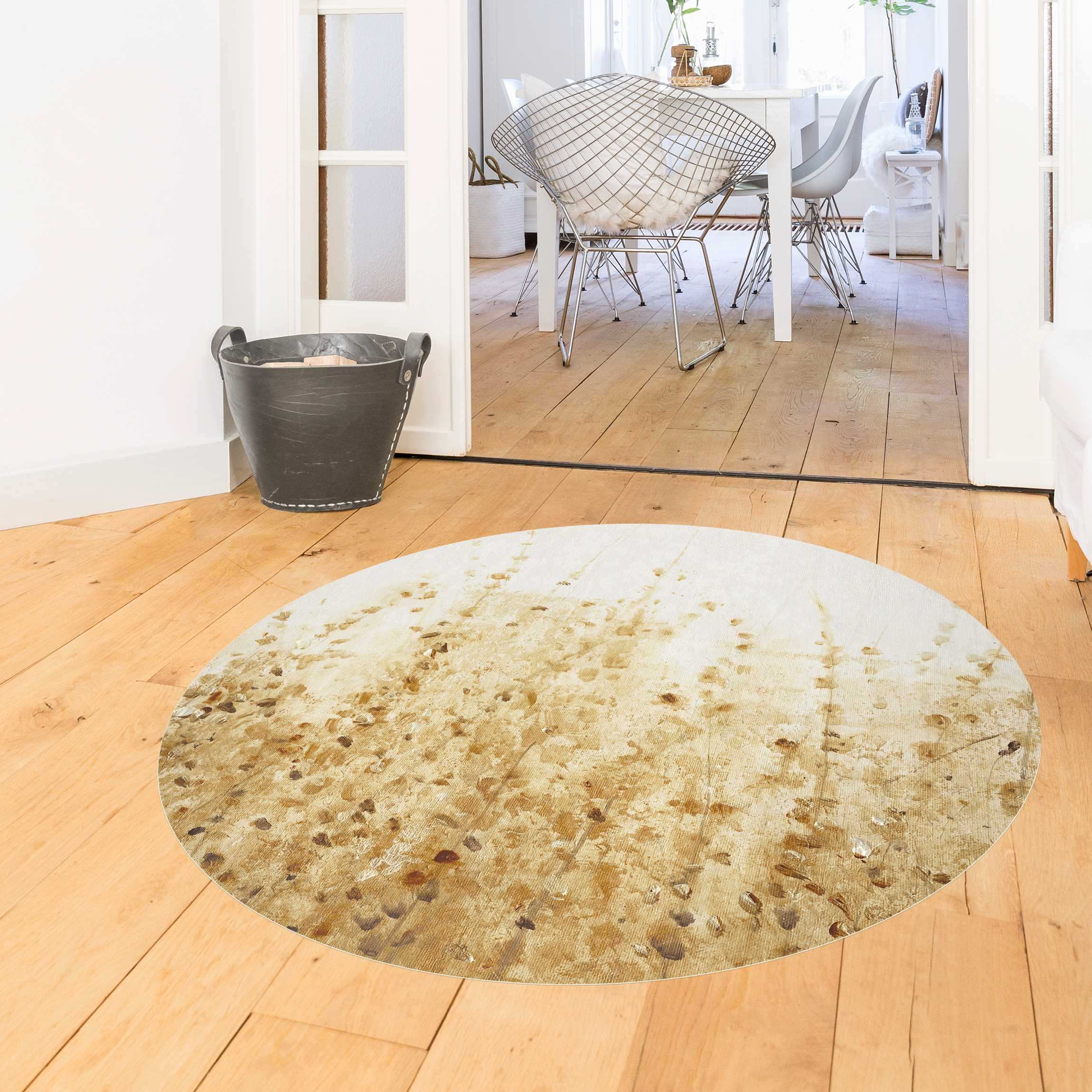 Runder Vinyl-Teppich Blätterfeld im Sommer