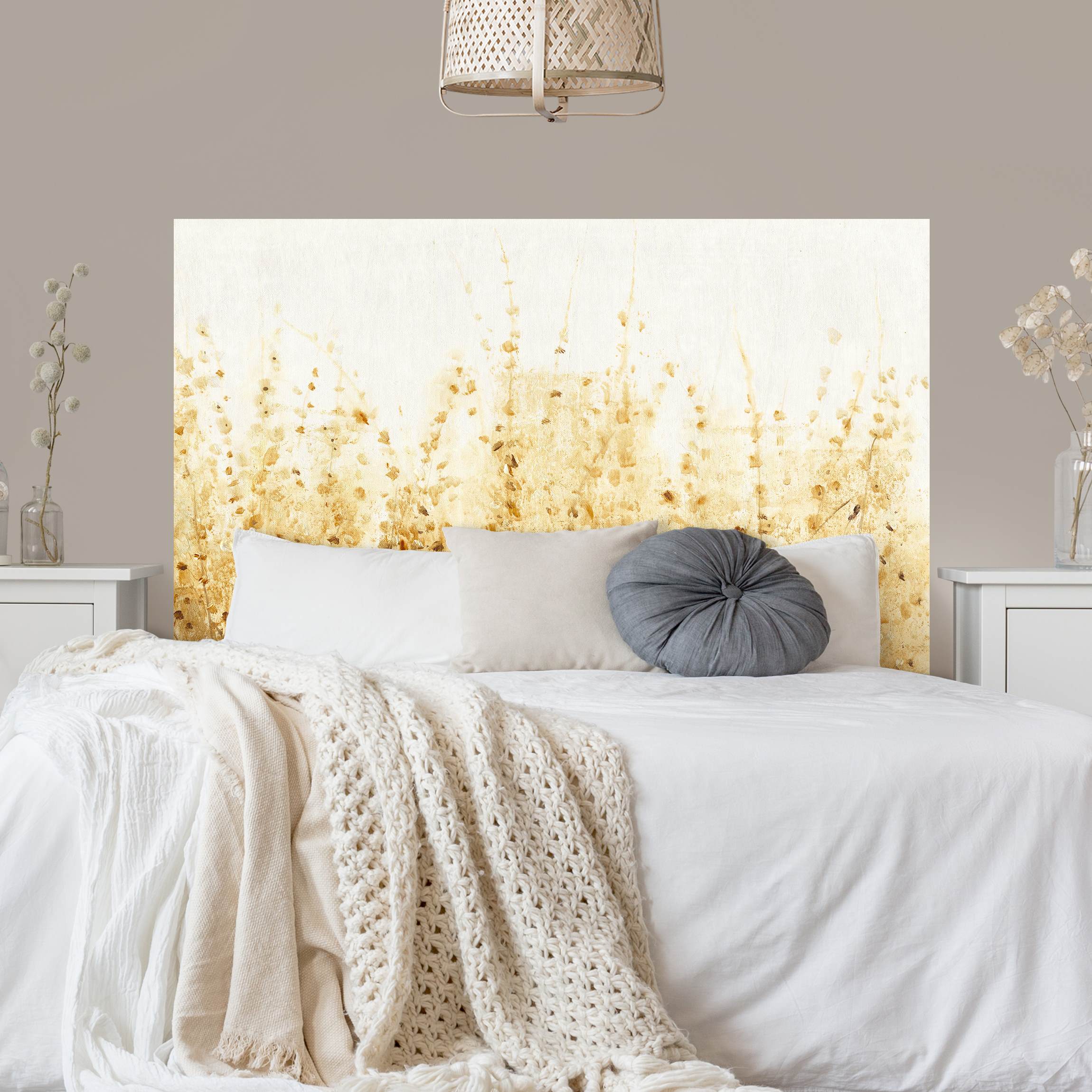 Kopfteil Bett Blätterfeld im Sommer
