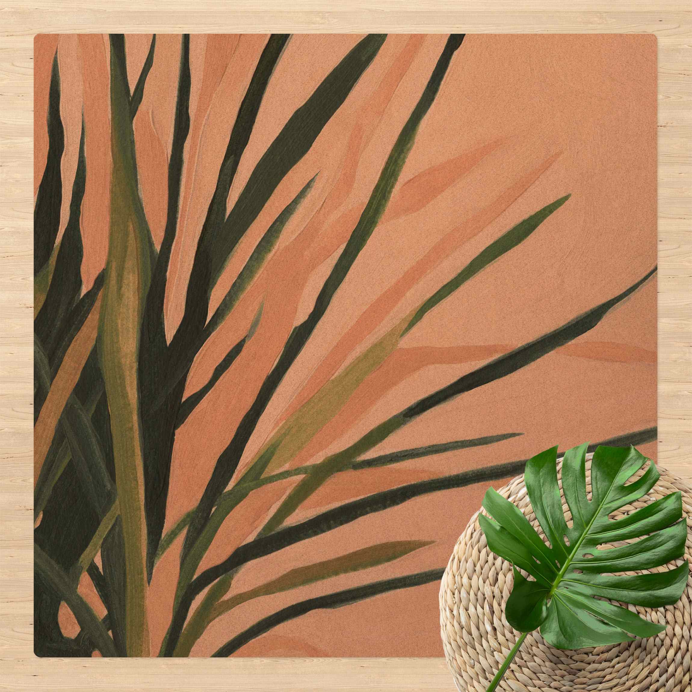 Kork-Teppich Blattwerk mit Schattenwurf