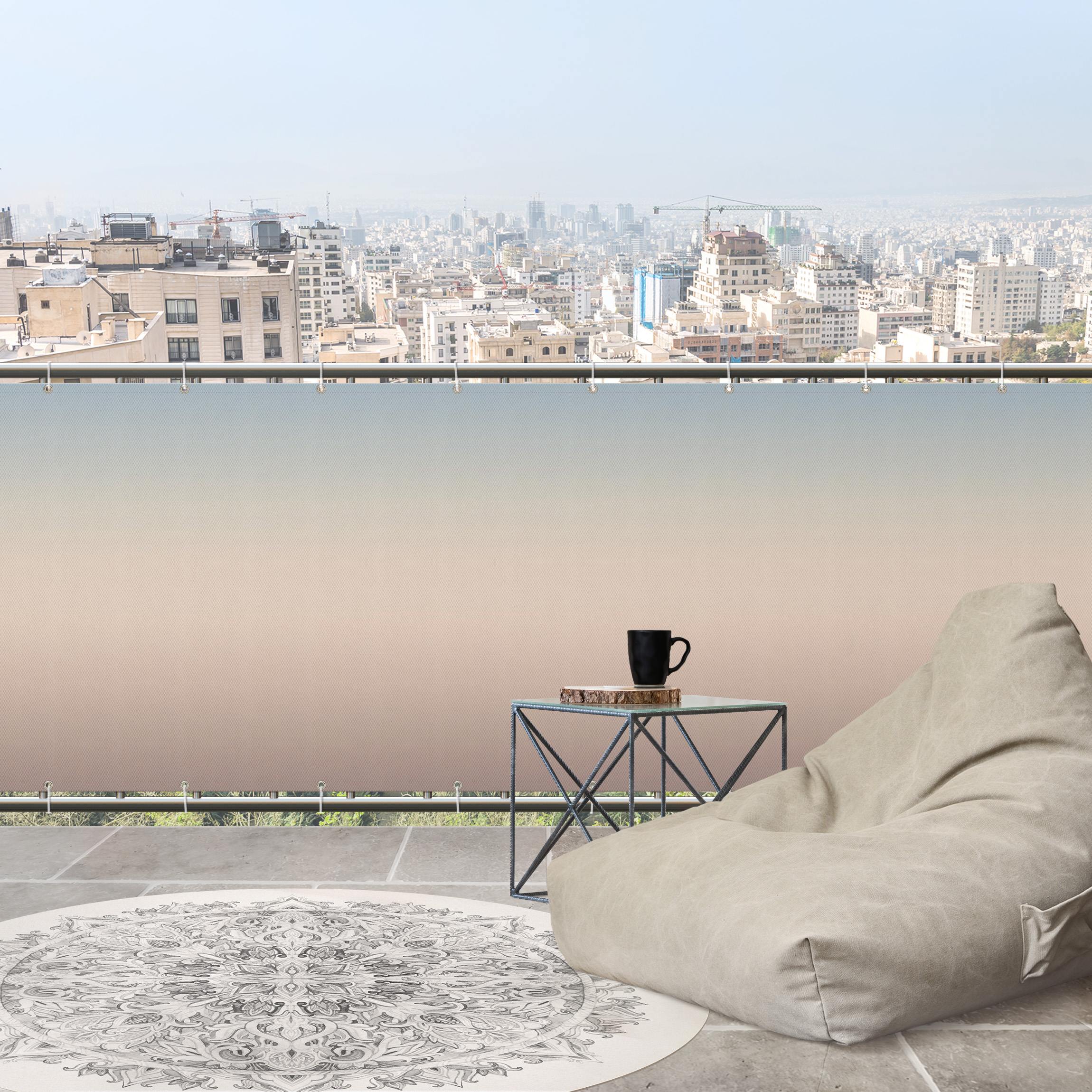 Balkon Sichtschutz Blau-Beige Farbverlauf