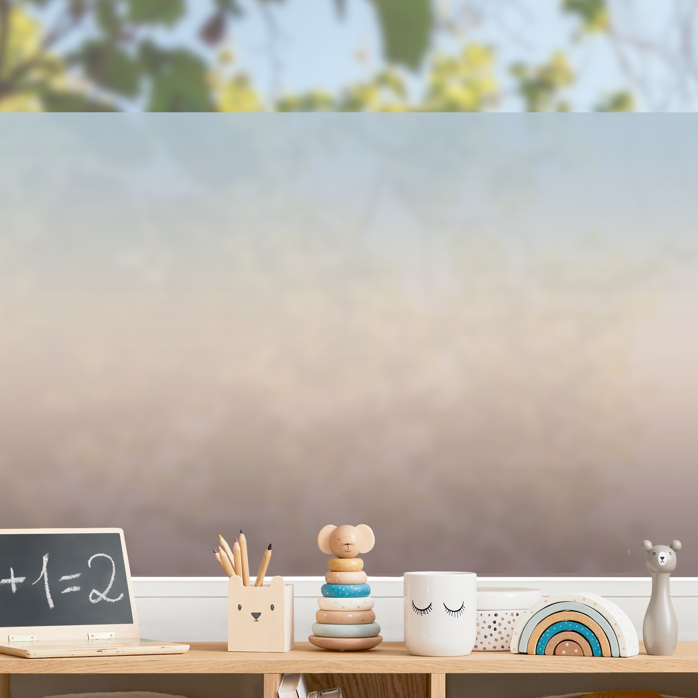 Fensterfolie Blau-Beige Farbverlauf