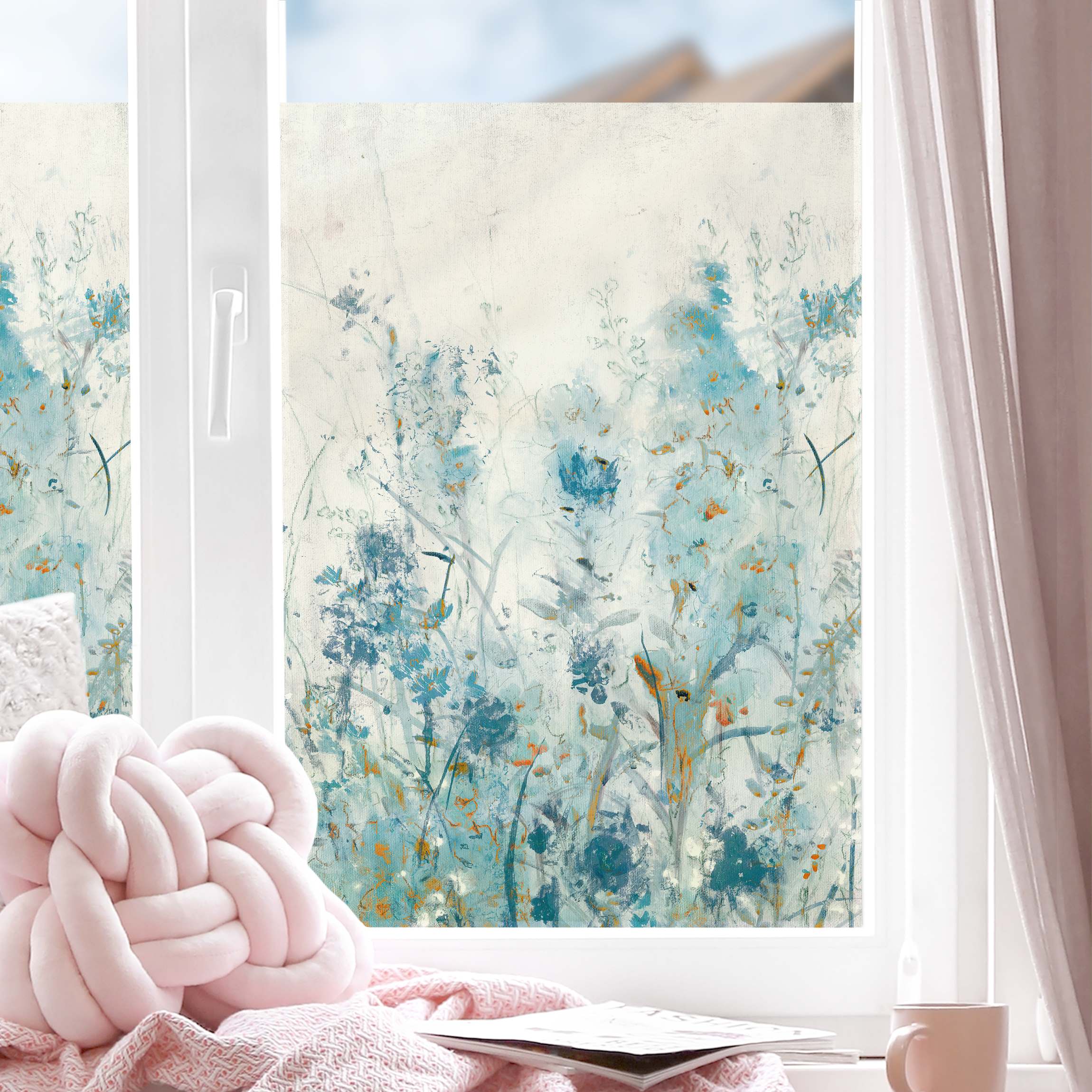 Fensterfolie Blaue Frühlingswiese II