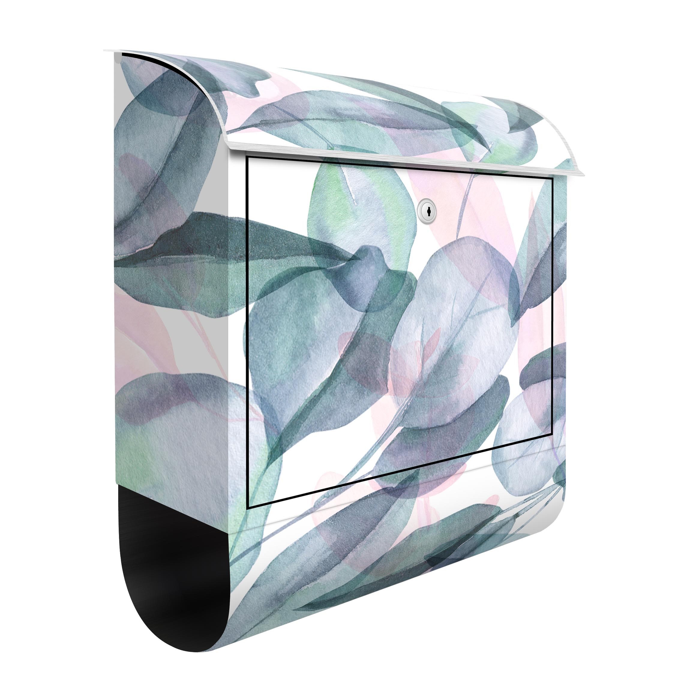 Briefkasten Blaue und Rosane Eukalyptus Aquarellblätter