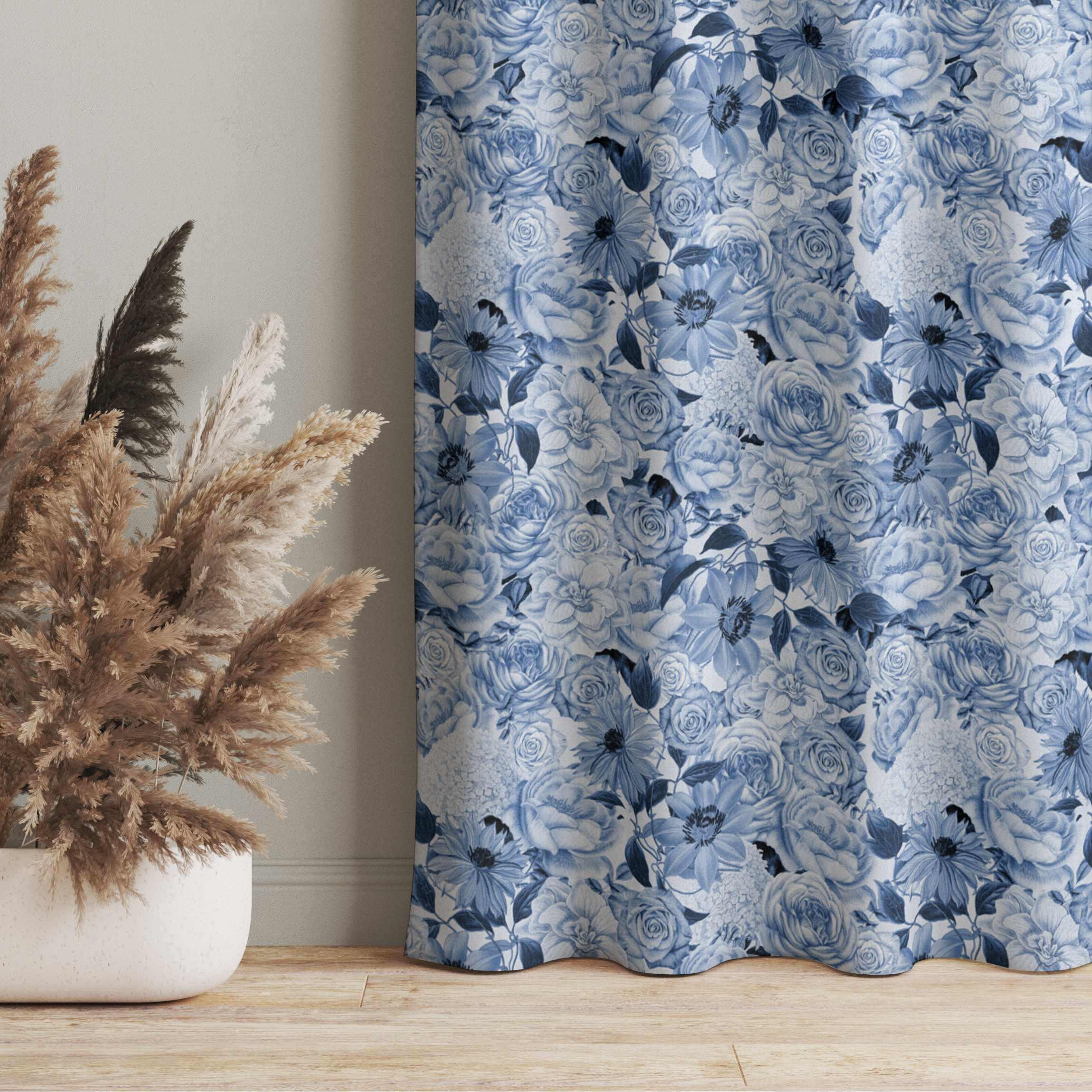 Vorhang Blaue Vintage Blumen
