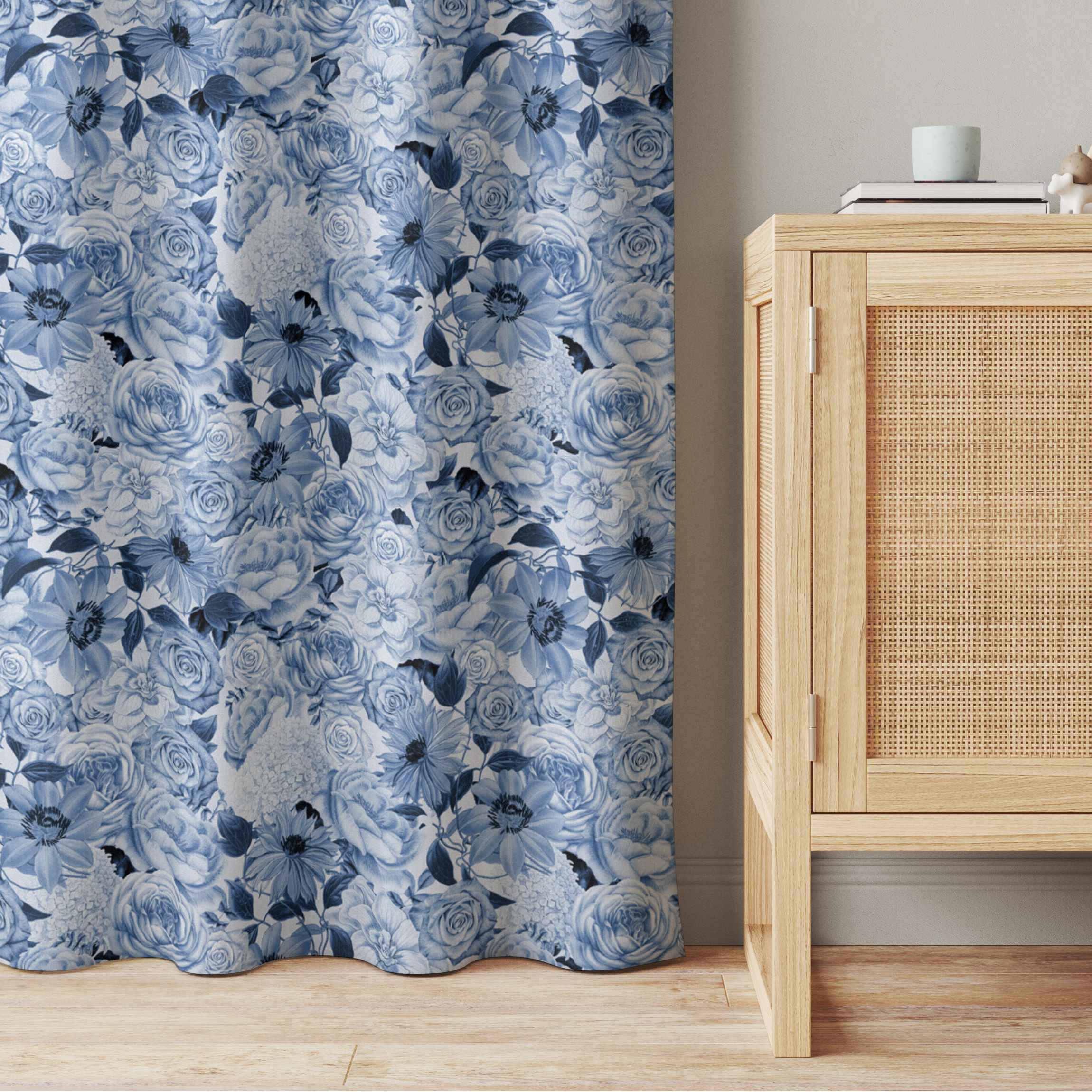 Vorhang Blaue Vintage Blumen