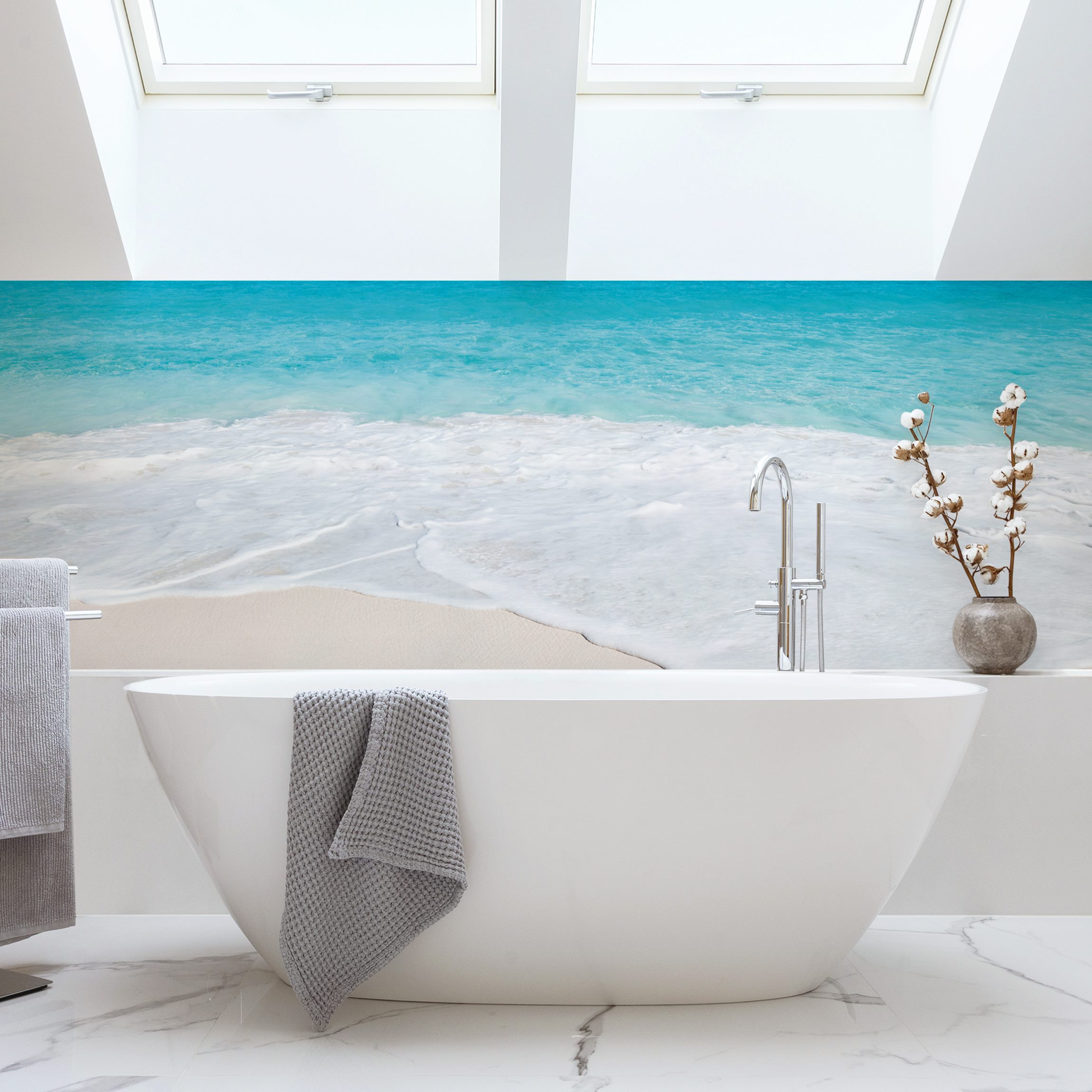 Wandverkleidung Bad Blaue Welle