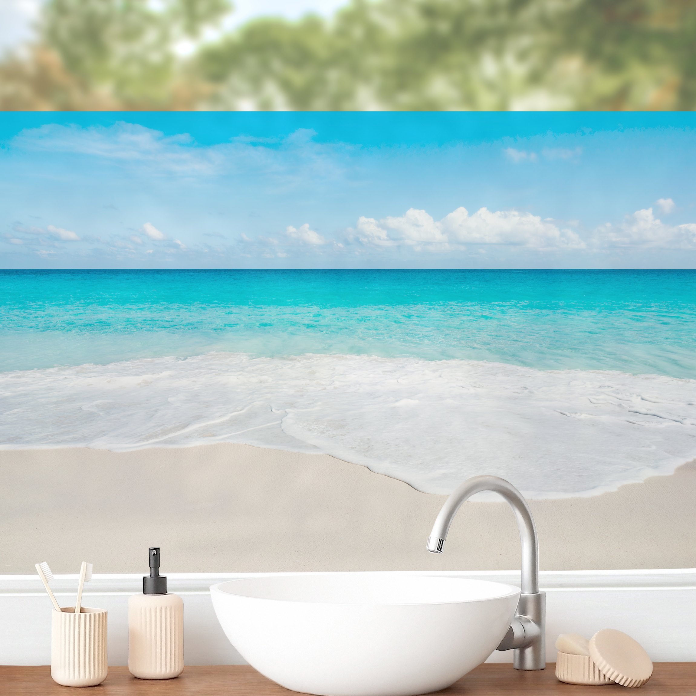 Fensterfolie Blaue Welle