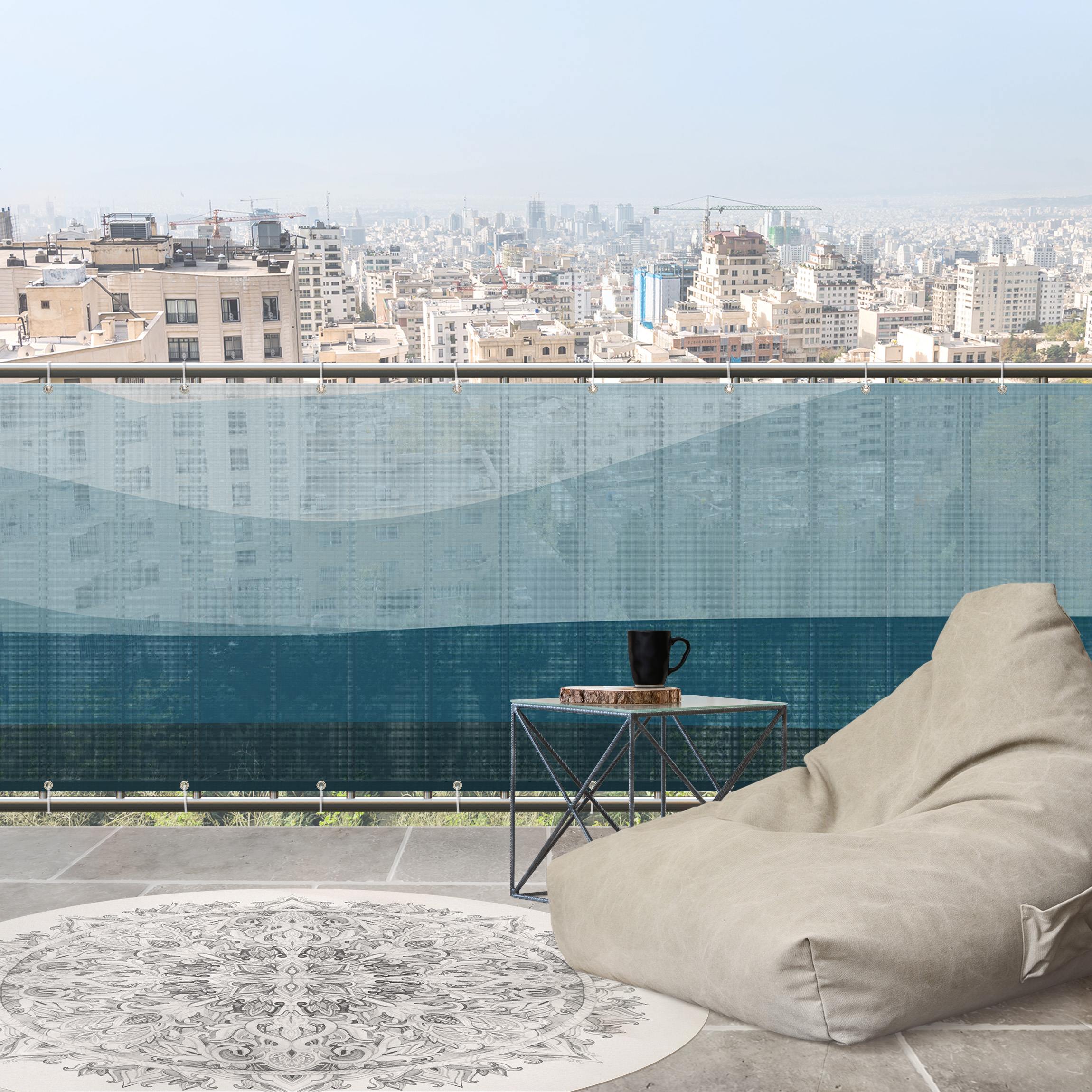 Balkon Sichtschutz Blaue Wellen und Dünen
