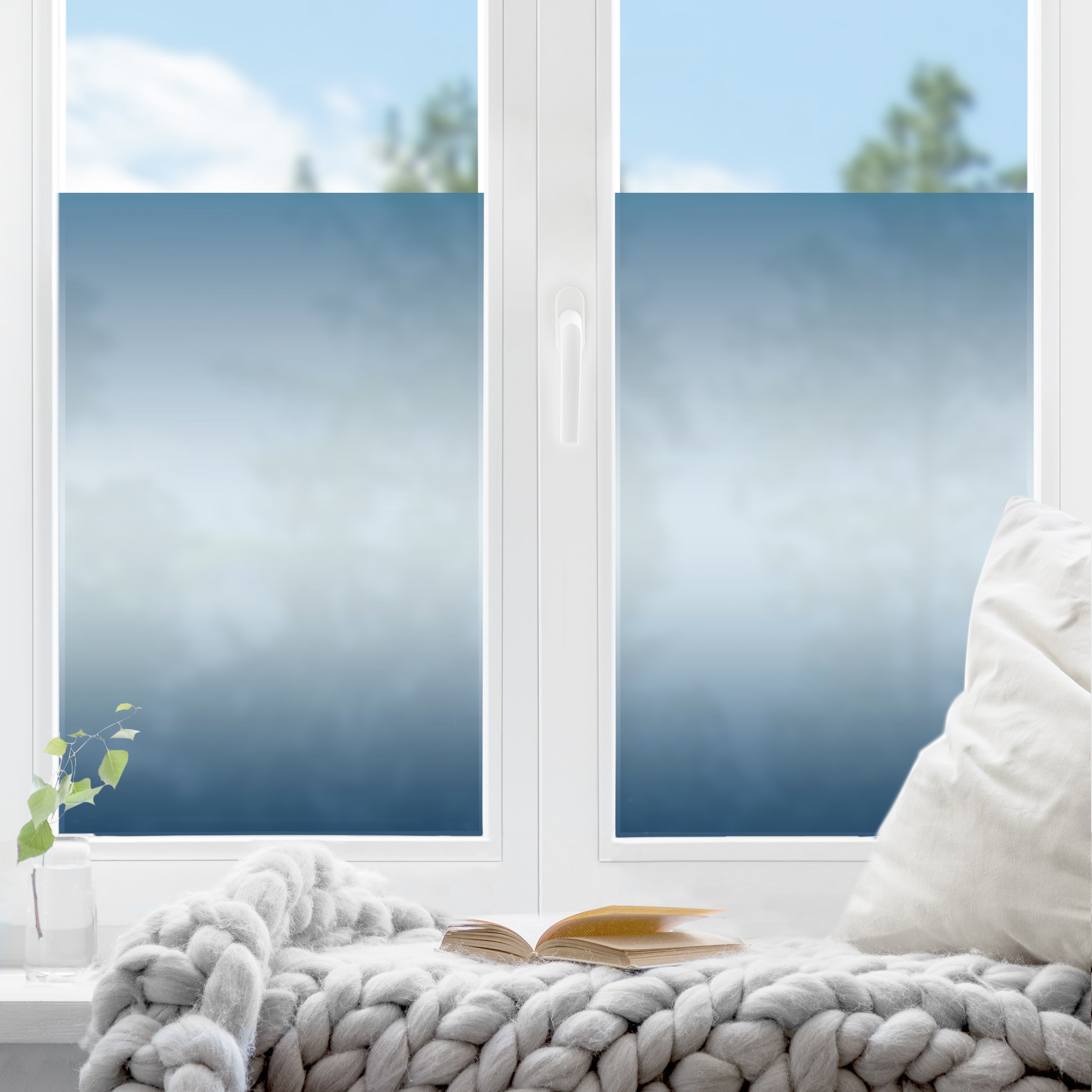 Fensterfolie Blauer Horizontaler Farbverlauf