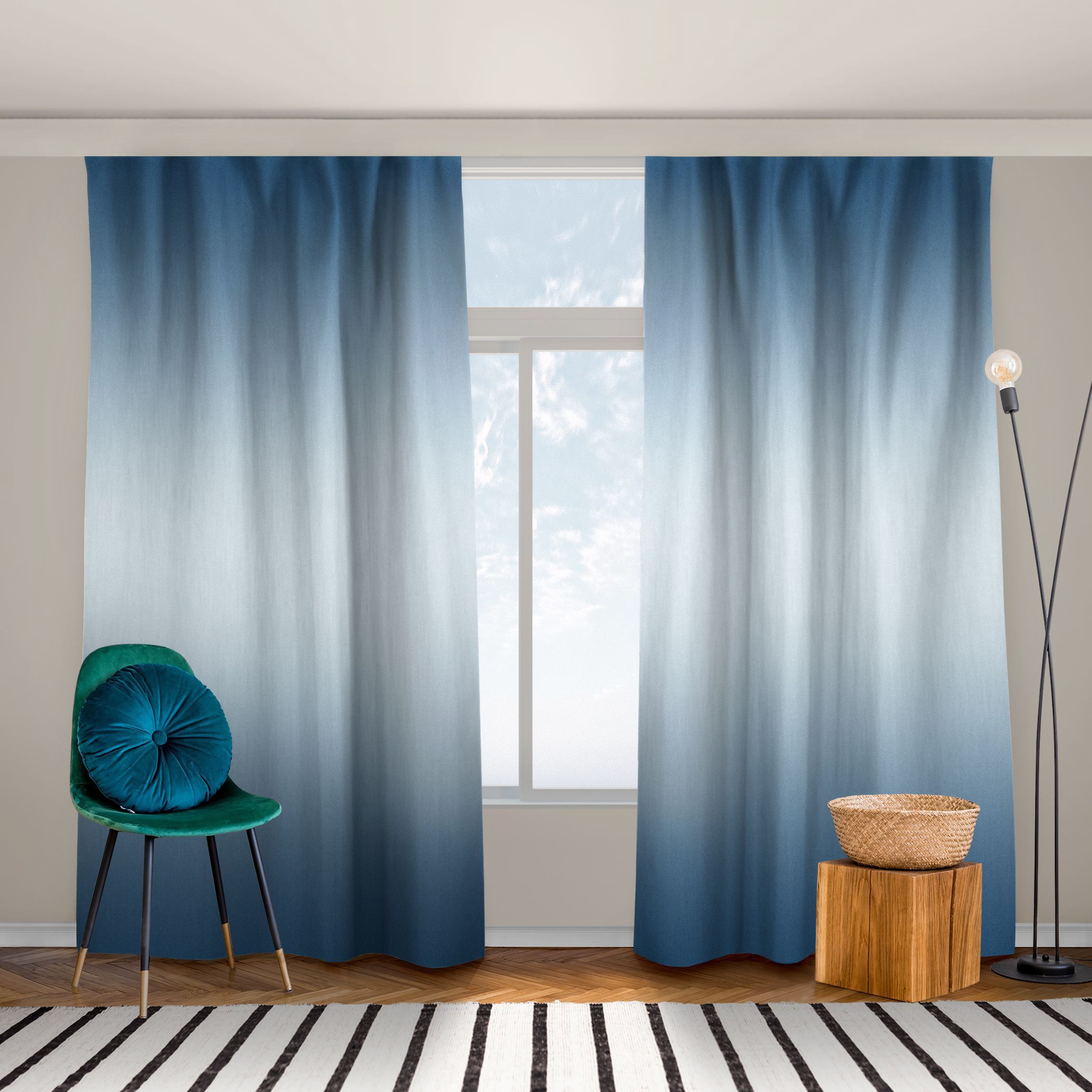 Vorhang Blauer Horizontaler Farbverlauf