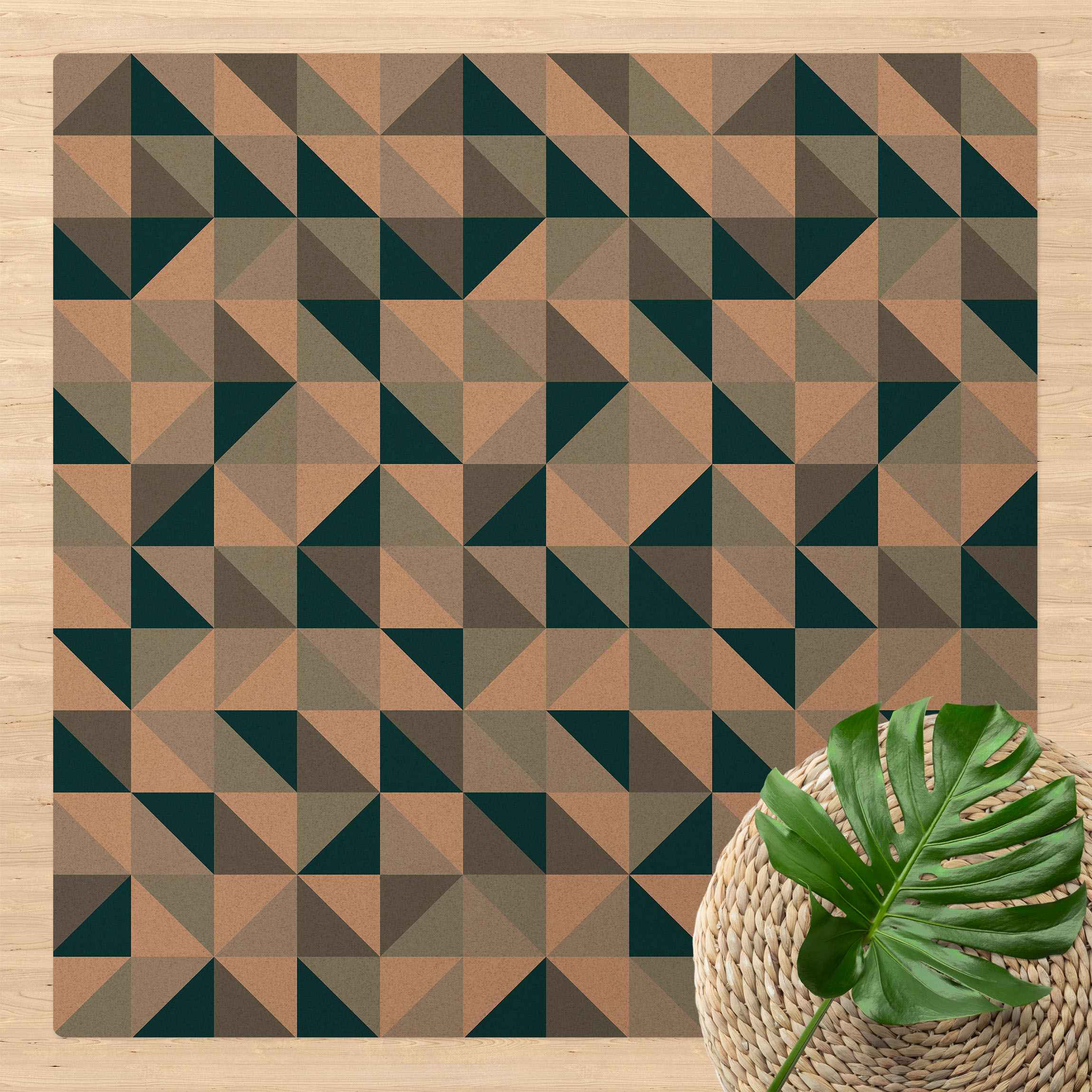 Kork-Teppich Blaues Dreieck Muster