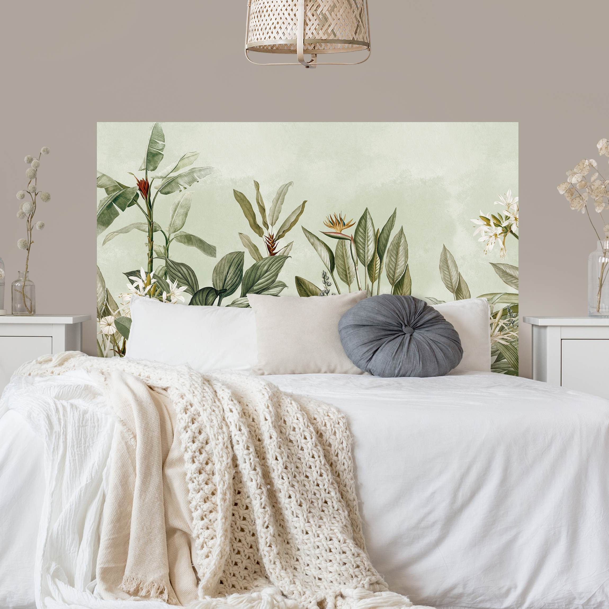 Kopfteil Bett Blühende Dschungellandschaft