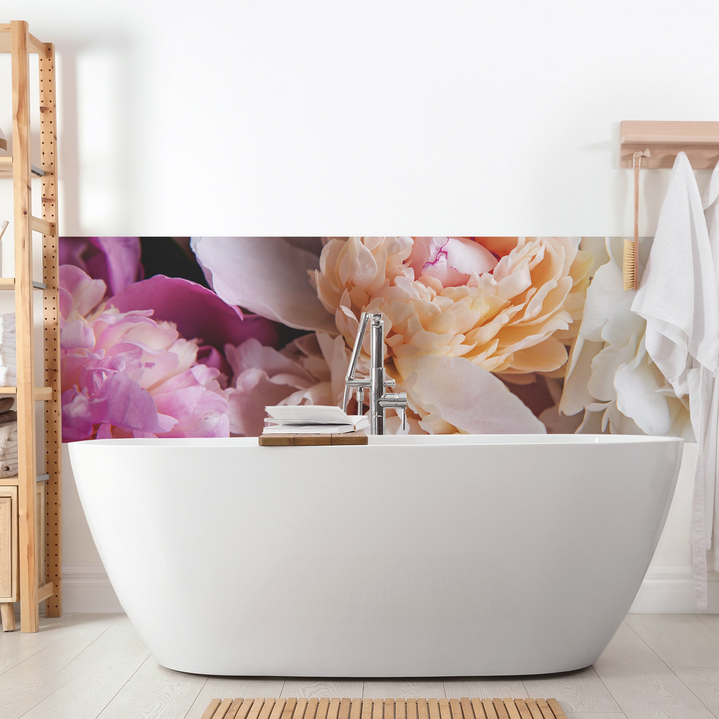 Wandverkleidung Bad Blühende Pfingstrosen