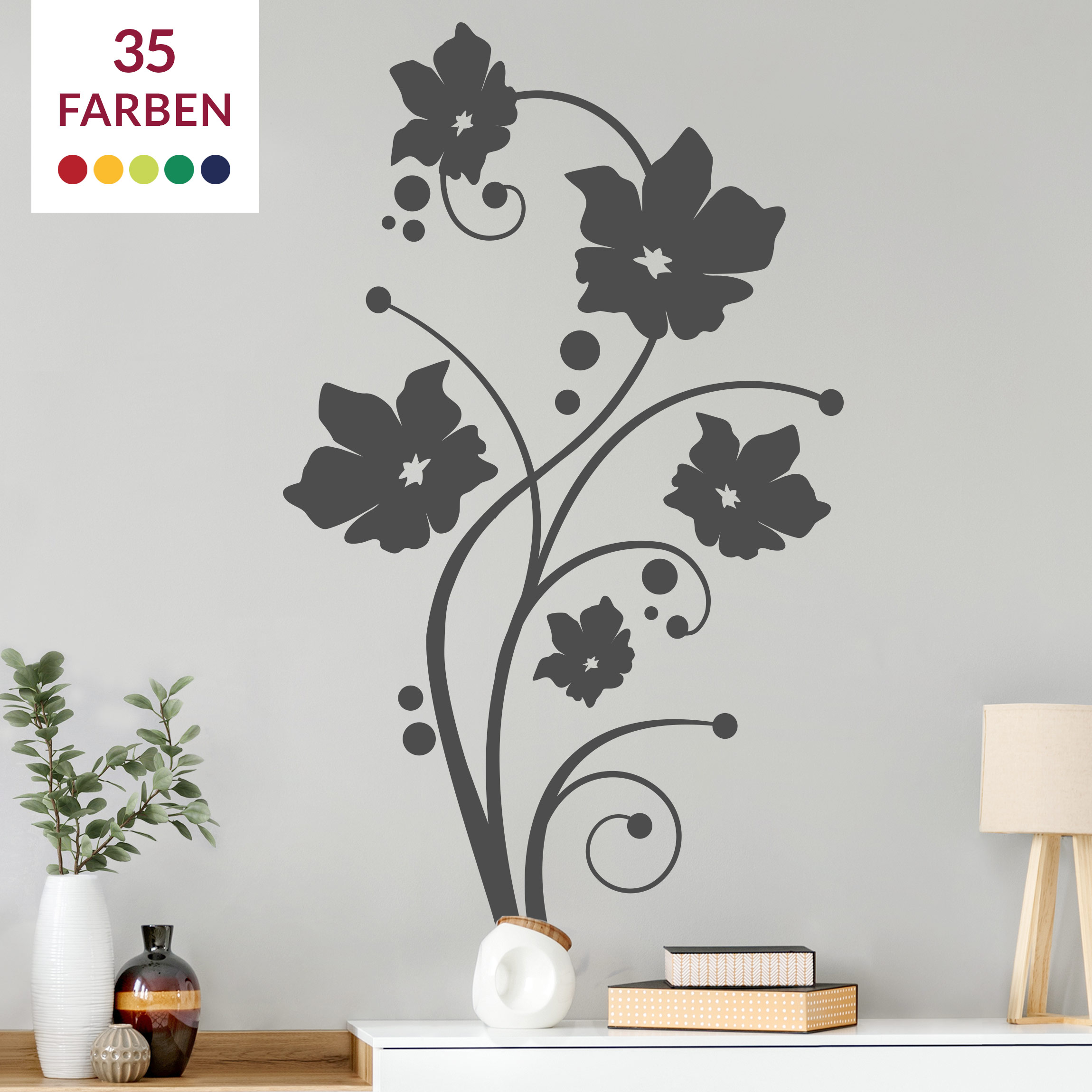 Wandtattoo Blumen Blühende Ranken