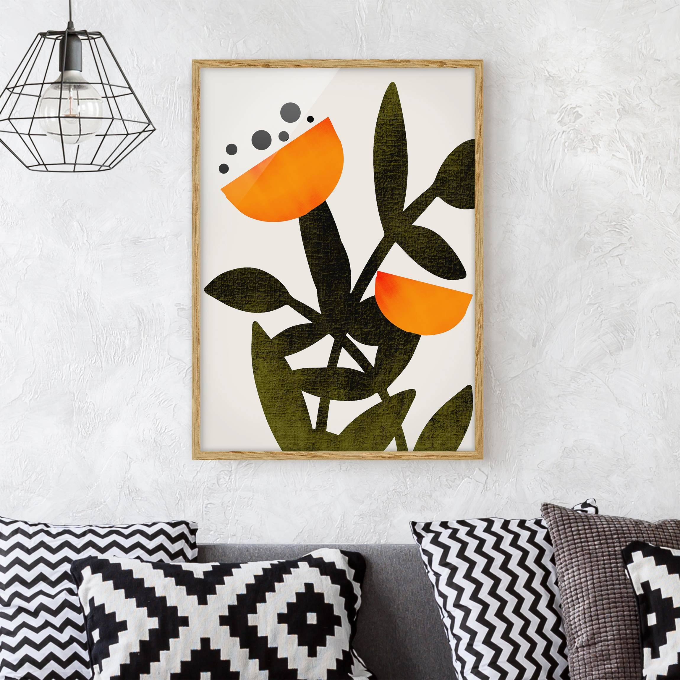 Bild mit Rahmen Blüten in Orange