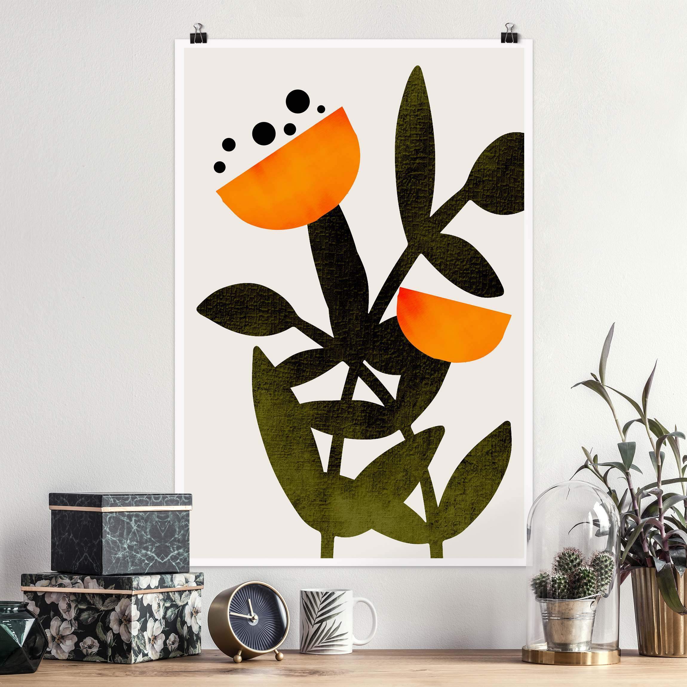 Poster Blüten in Orange
