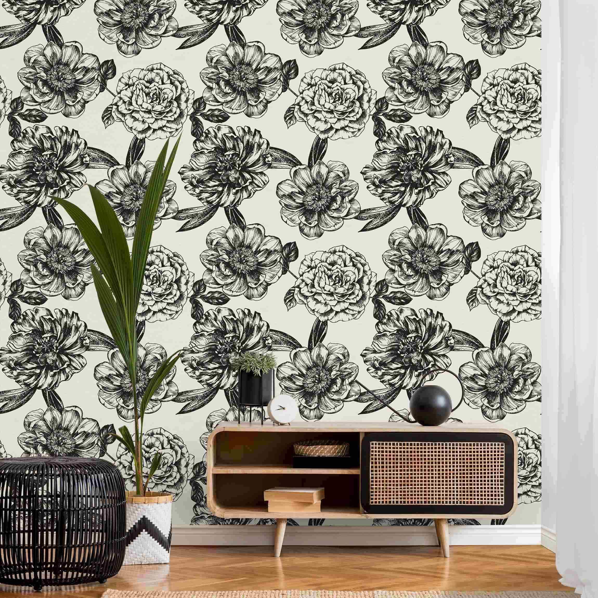 Fototapete Blütennetz mit Rosen