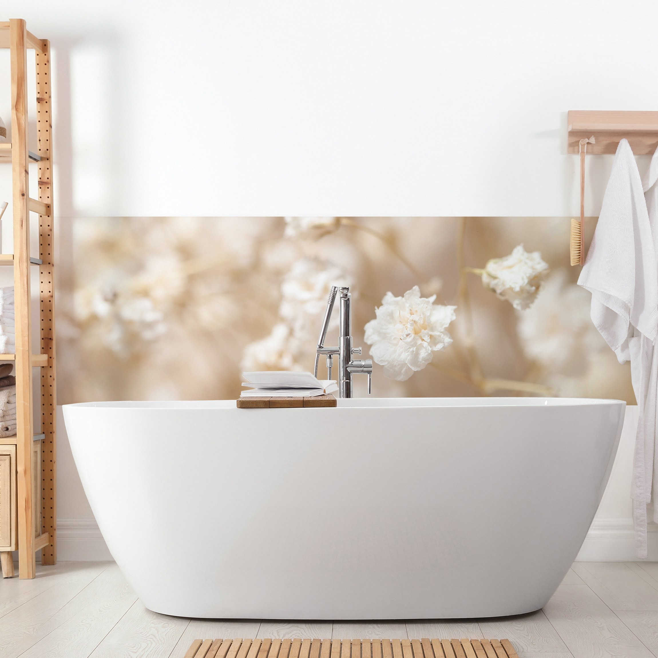 Wandverkleidung Bad Blütenträume in Creme