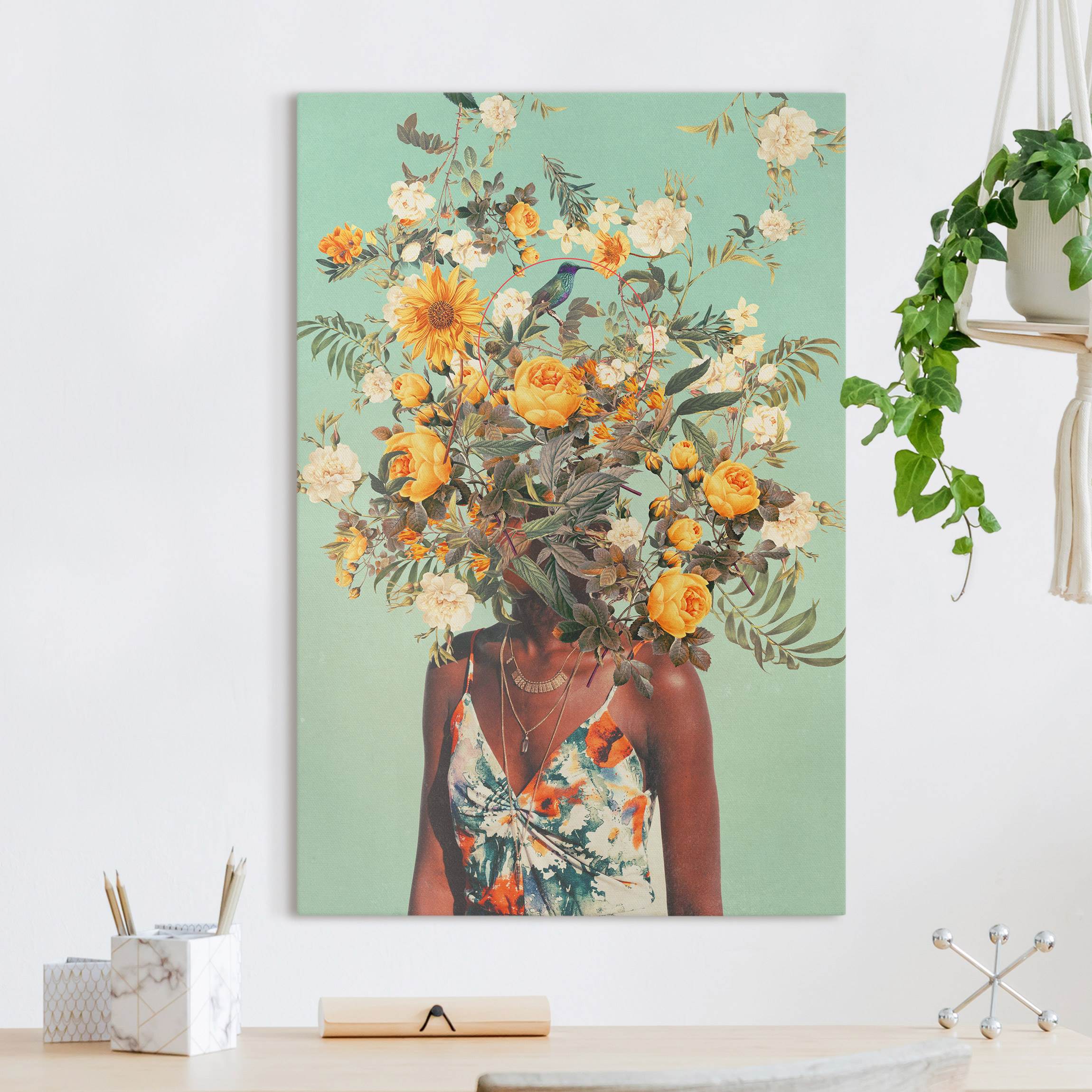 Leinwandbild Blumen Porträt - Gelbe Rosen