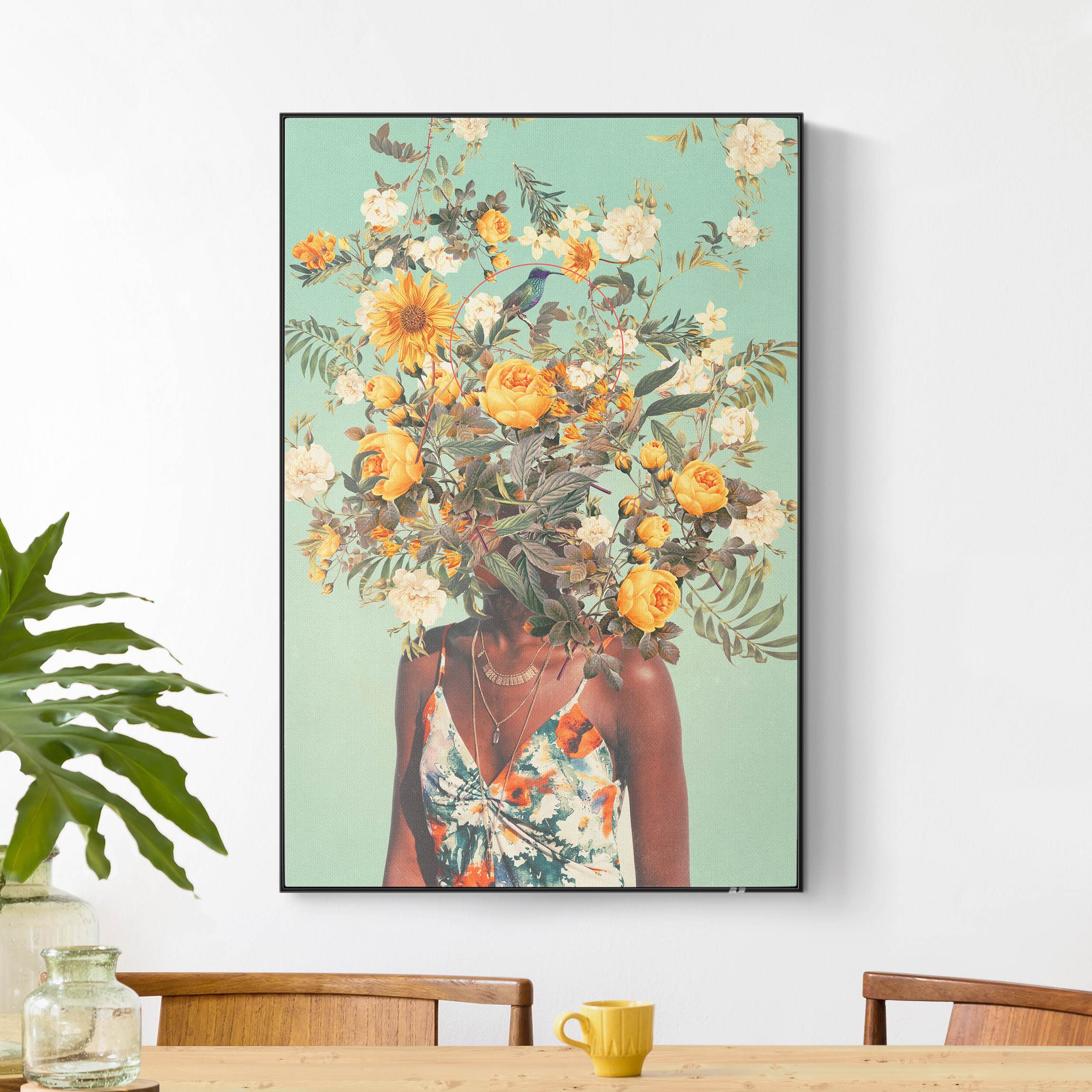 Akustik-Wechselbild Blumen Porträt - Gelbe Rosen