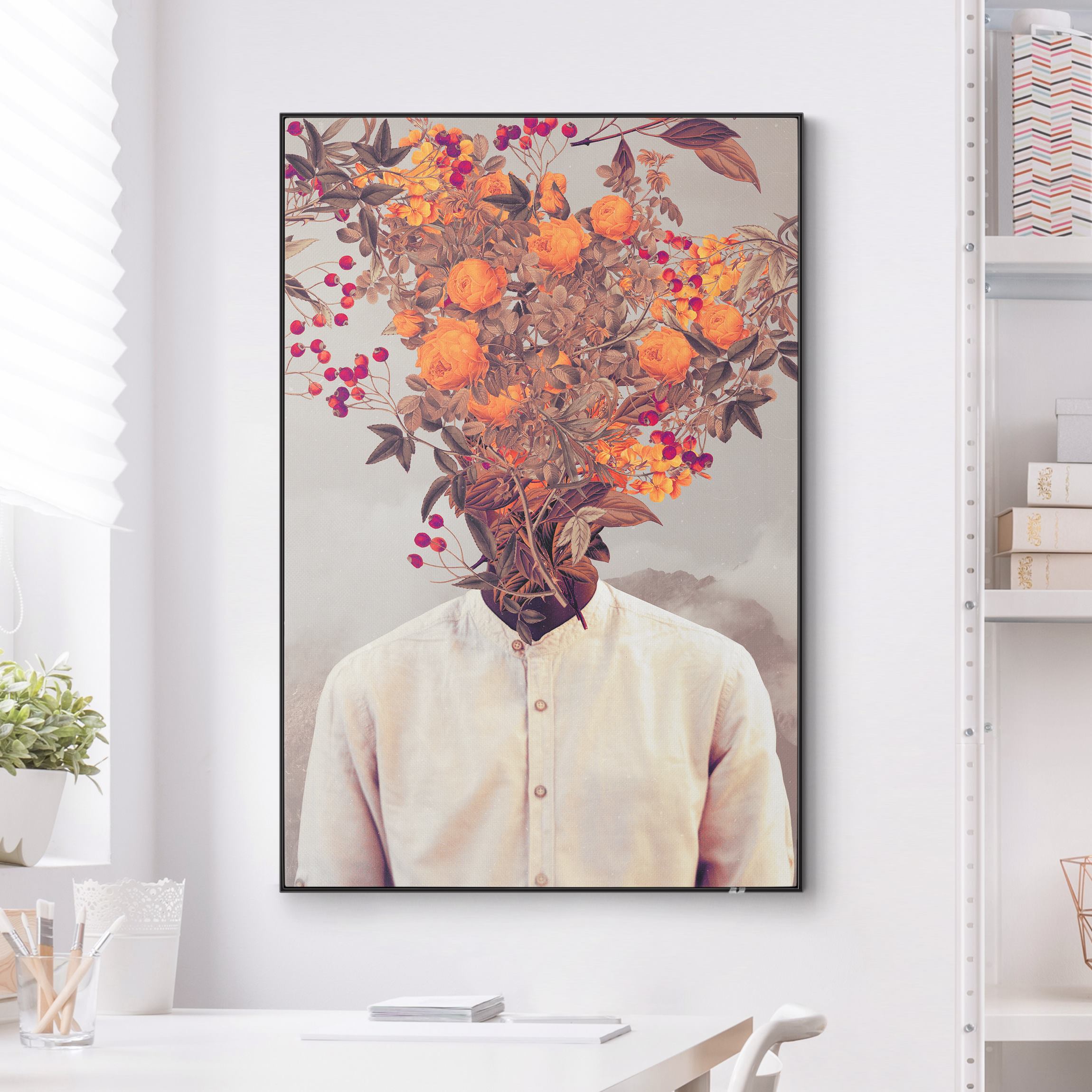 Wechselbild Blumen Porträt - Orange Rosen mit Bergen