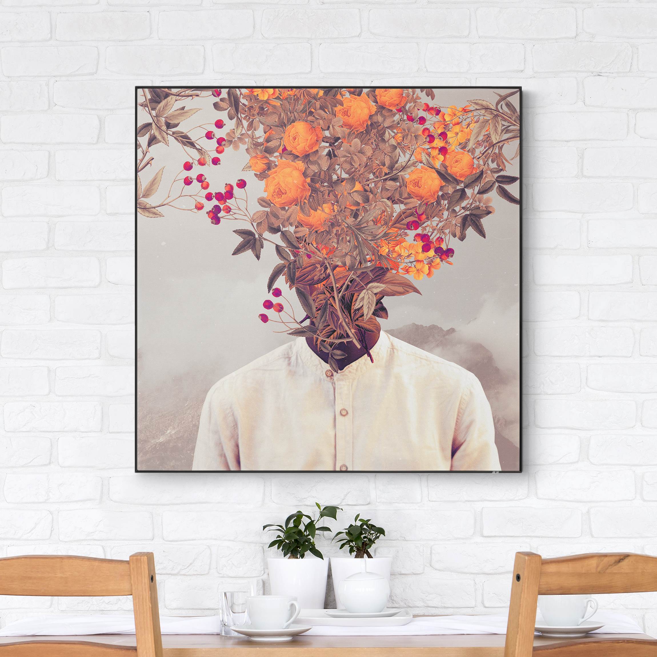 Wechselbild Blumen Porträt - Orange Rosen mit Bergen