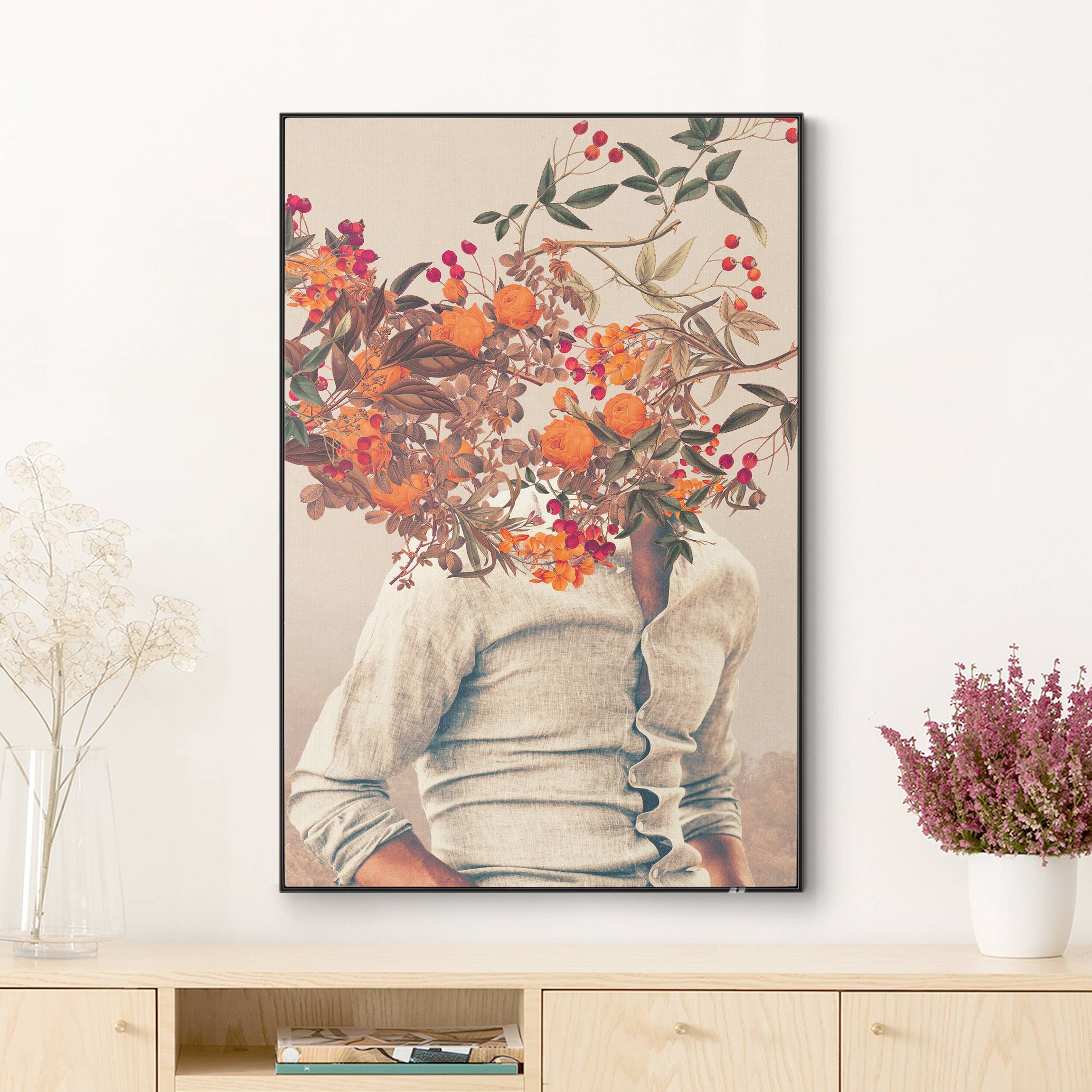 Wechselbild Blumen Porträt - Orange Rosen mit Wald
