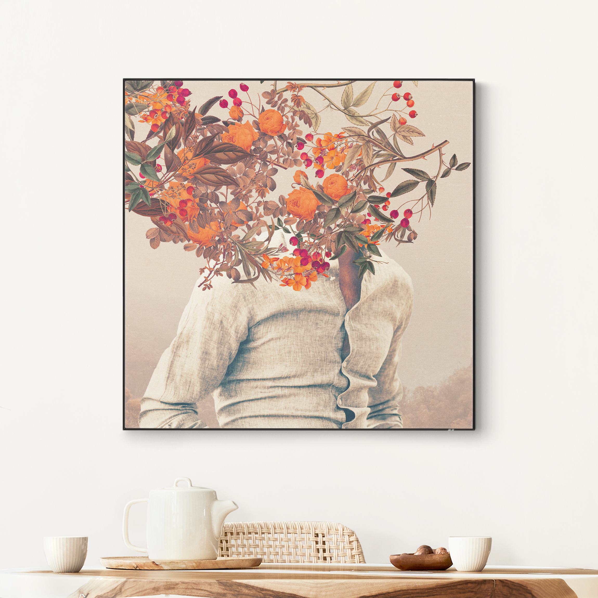 Wechselbild Blumen Porträt - Orange Rosen mit Wald
