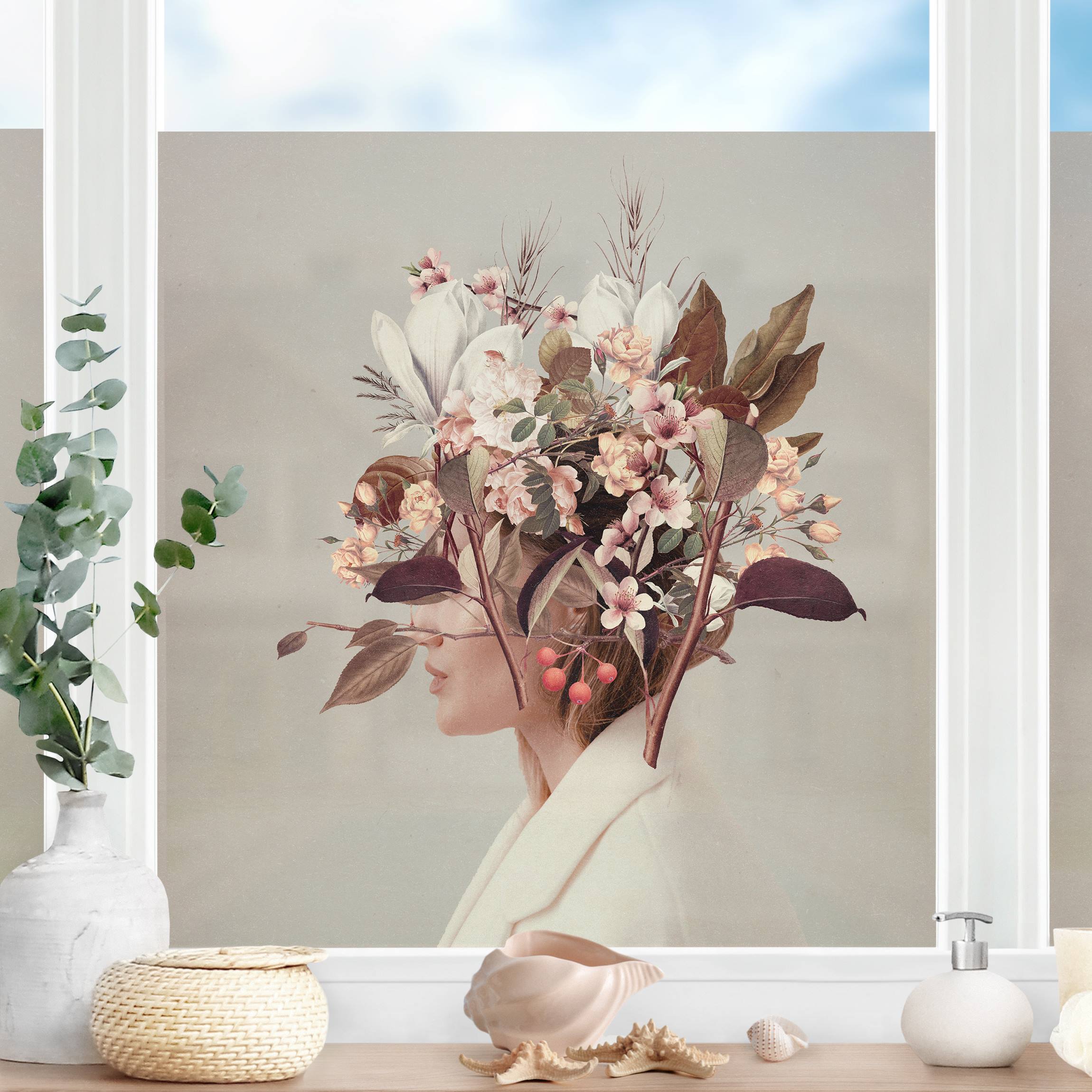 Fensterfolie Blumen Porträt - weiße Magnolien