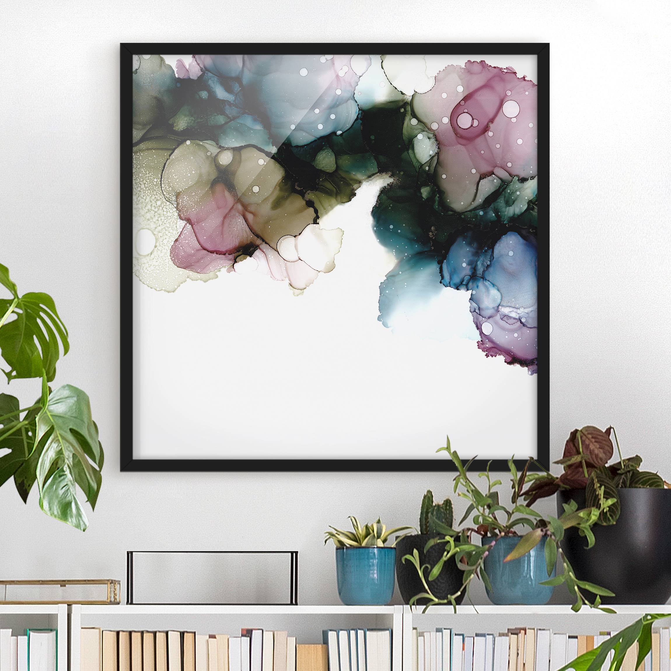 Bild mit Rahmen Blumenbogen mit Gold