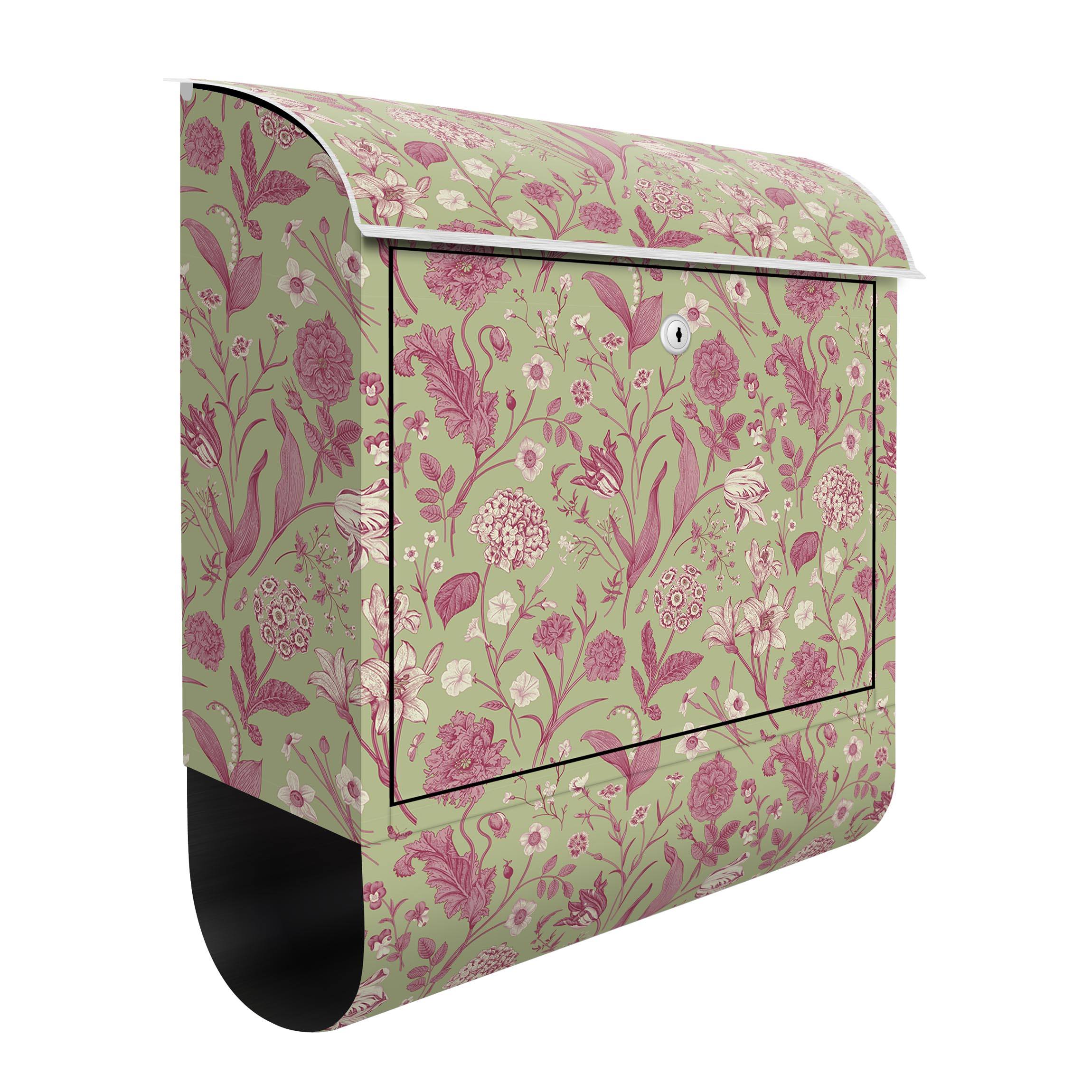 Briefkasten Blumentanz in Mint-Grün und Rosa Pastell
