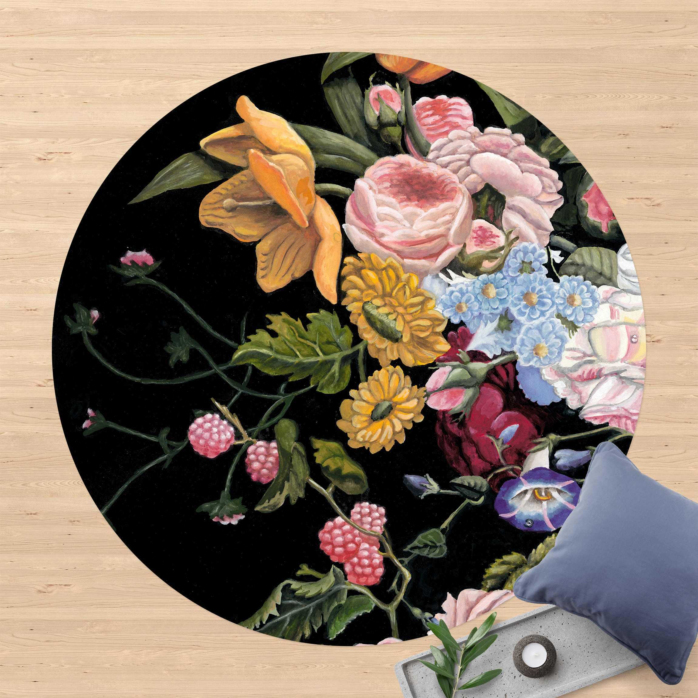 Runder Vinyl-Teppich Blumentraum Bouquet II
