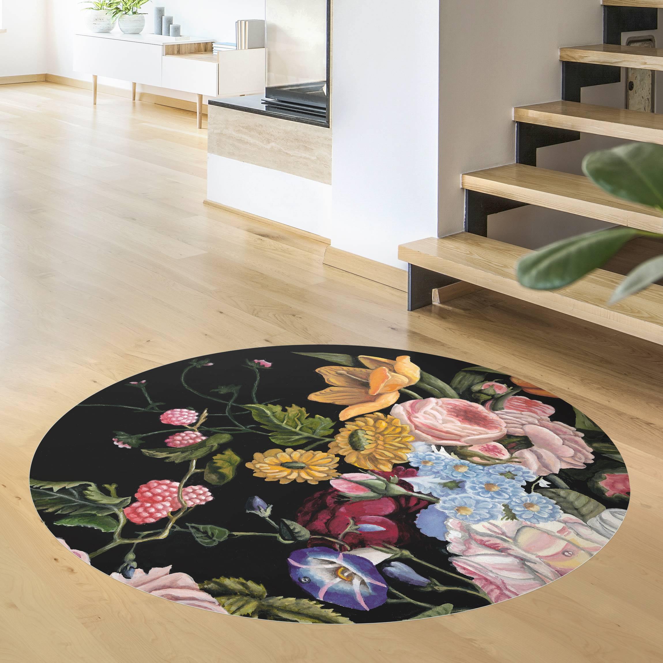 Runder Vinyl-Teppich Blumentraum Bouquet II