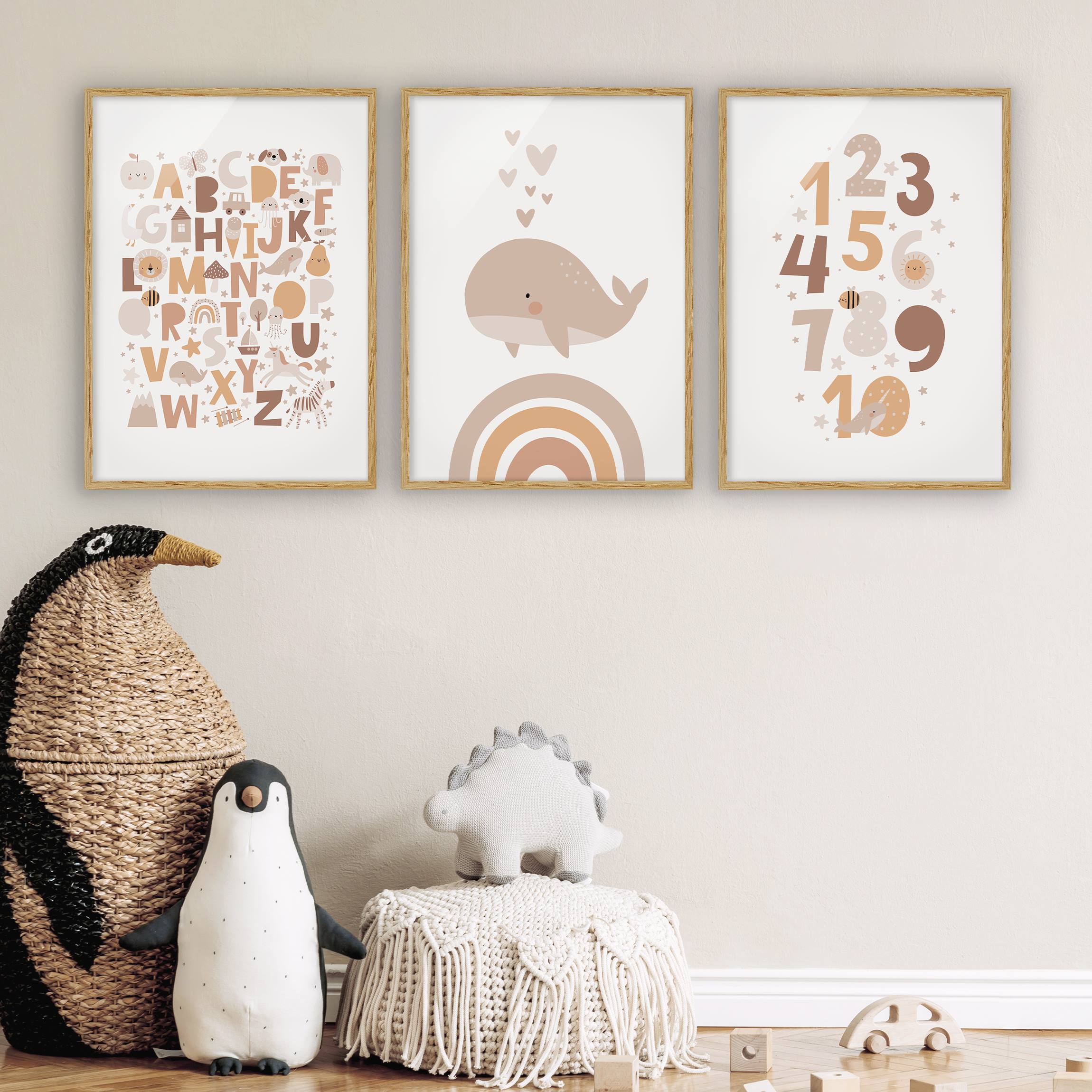 Bilderwände Boho Alphabet und Zahlen