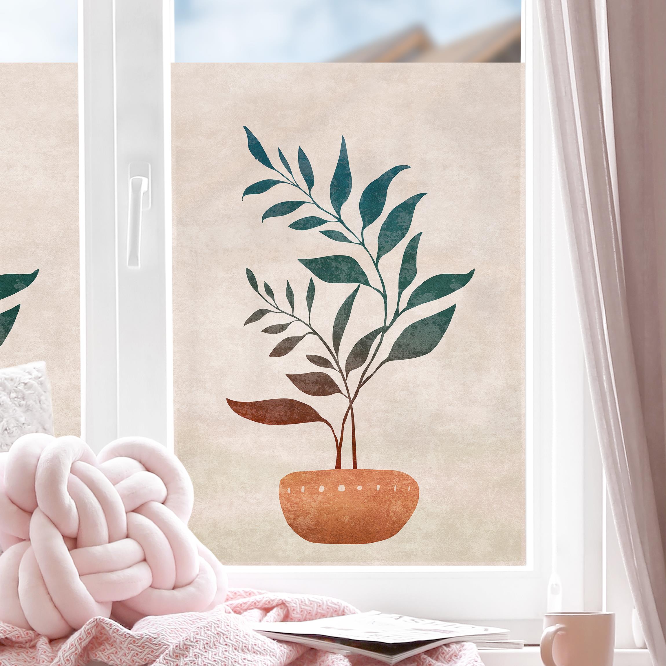 Fensterfolie Boho Blätter In Vase II