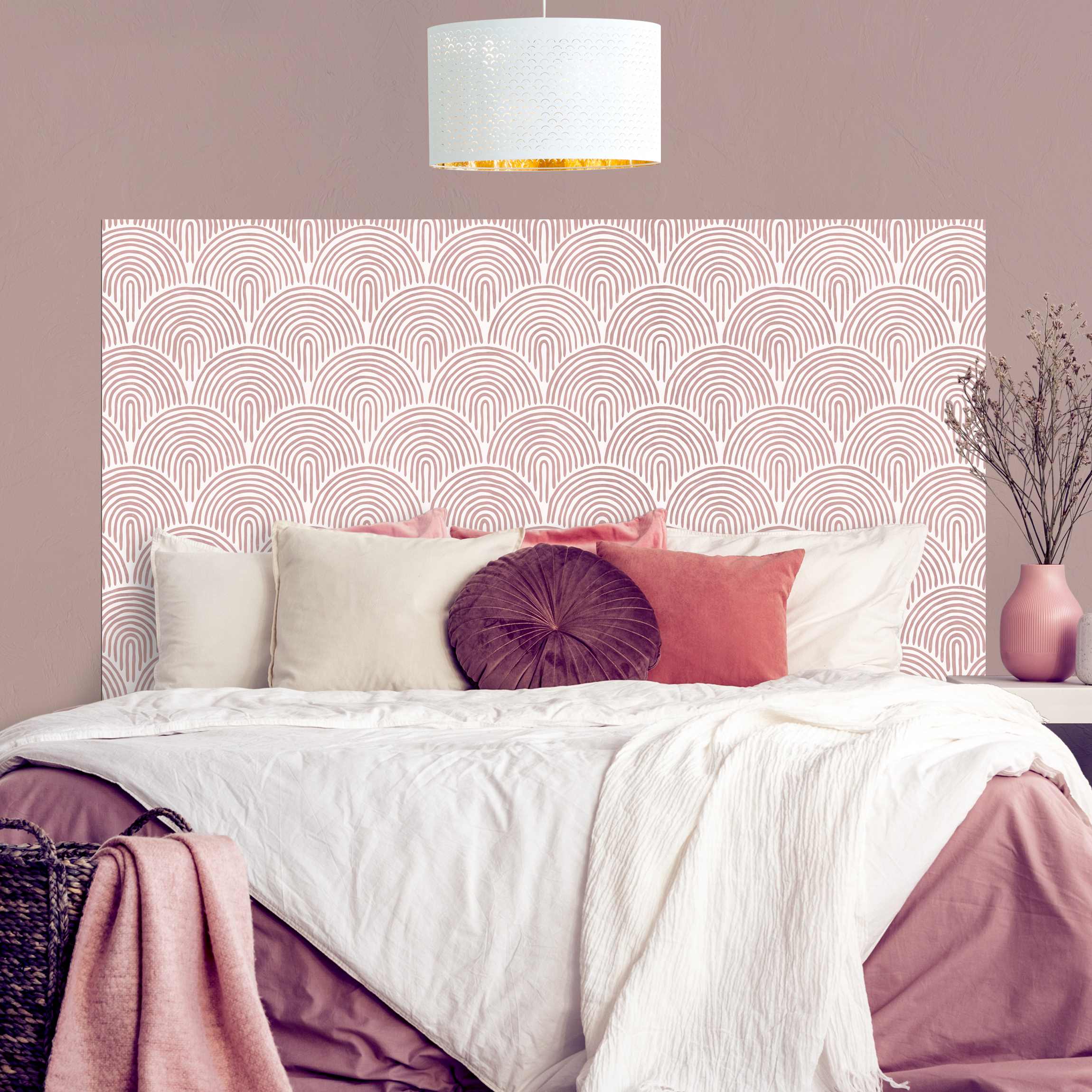Kopfteil Bett Boho Bogen Muster Rosa