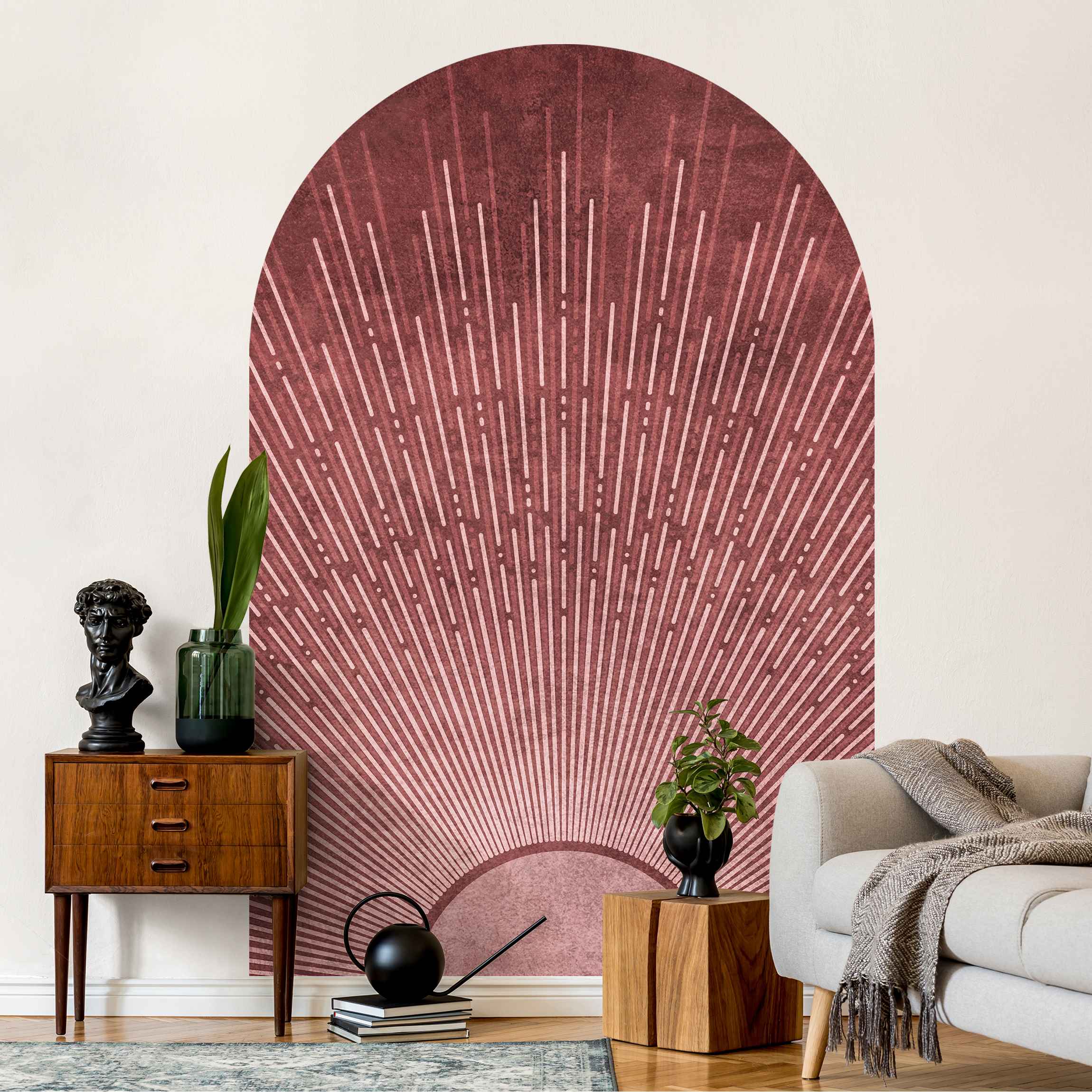 Rundbogen Tapete Boho Japan Sonne