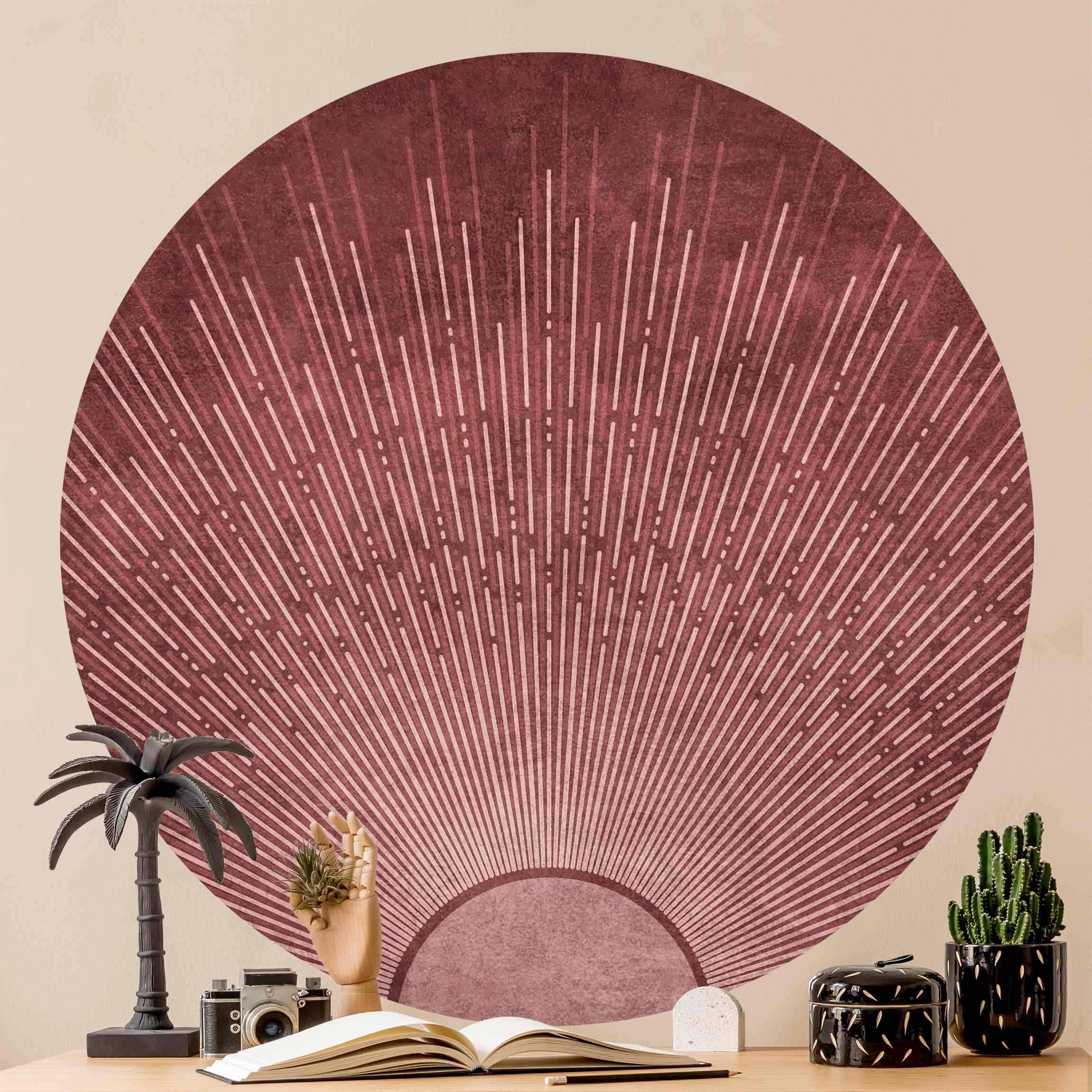 Runde Tapete selbstklebend Boho Japan Sonne