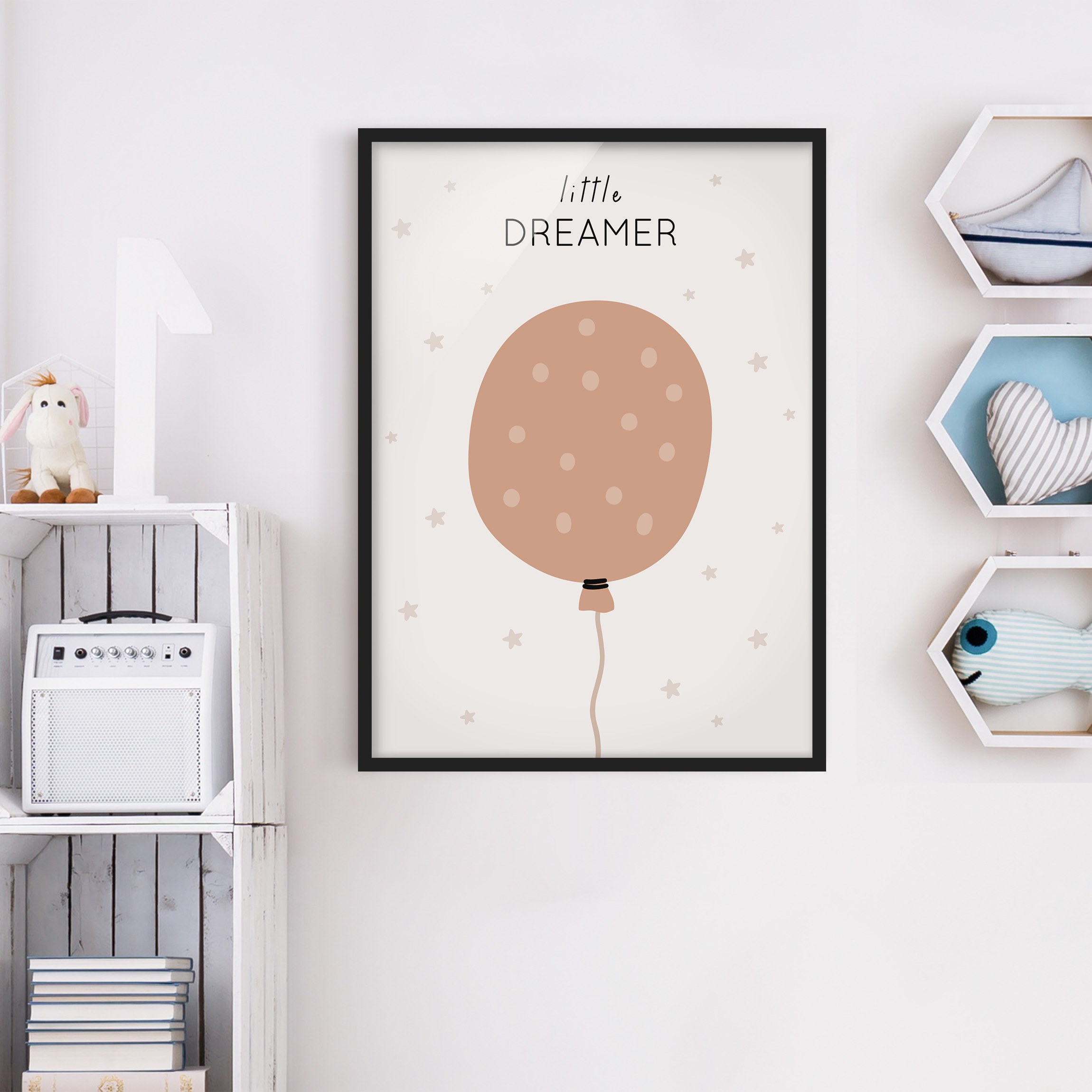 Bild mit Rahmen Boho Luftballon - Little dreamer