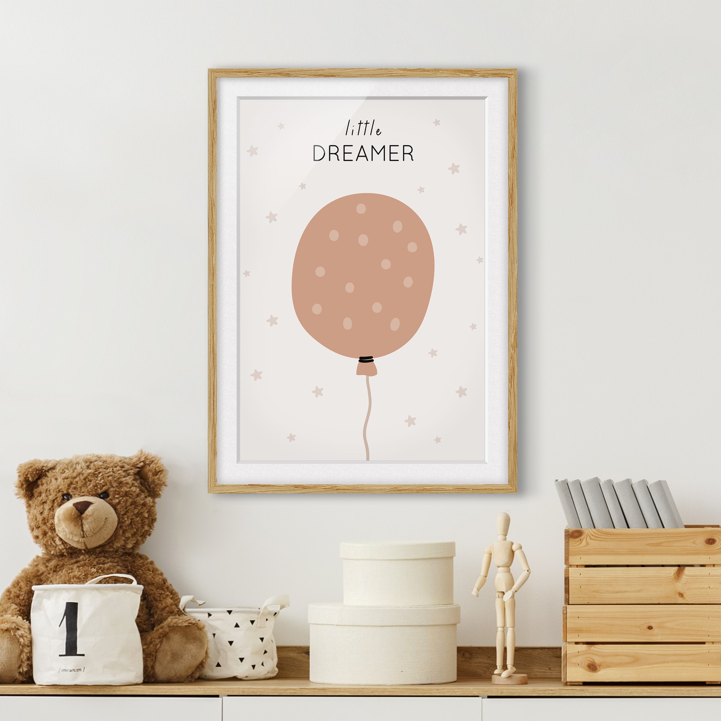 Bild mit Rahmen Boho Luftballon - Little dreamer
